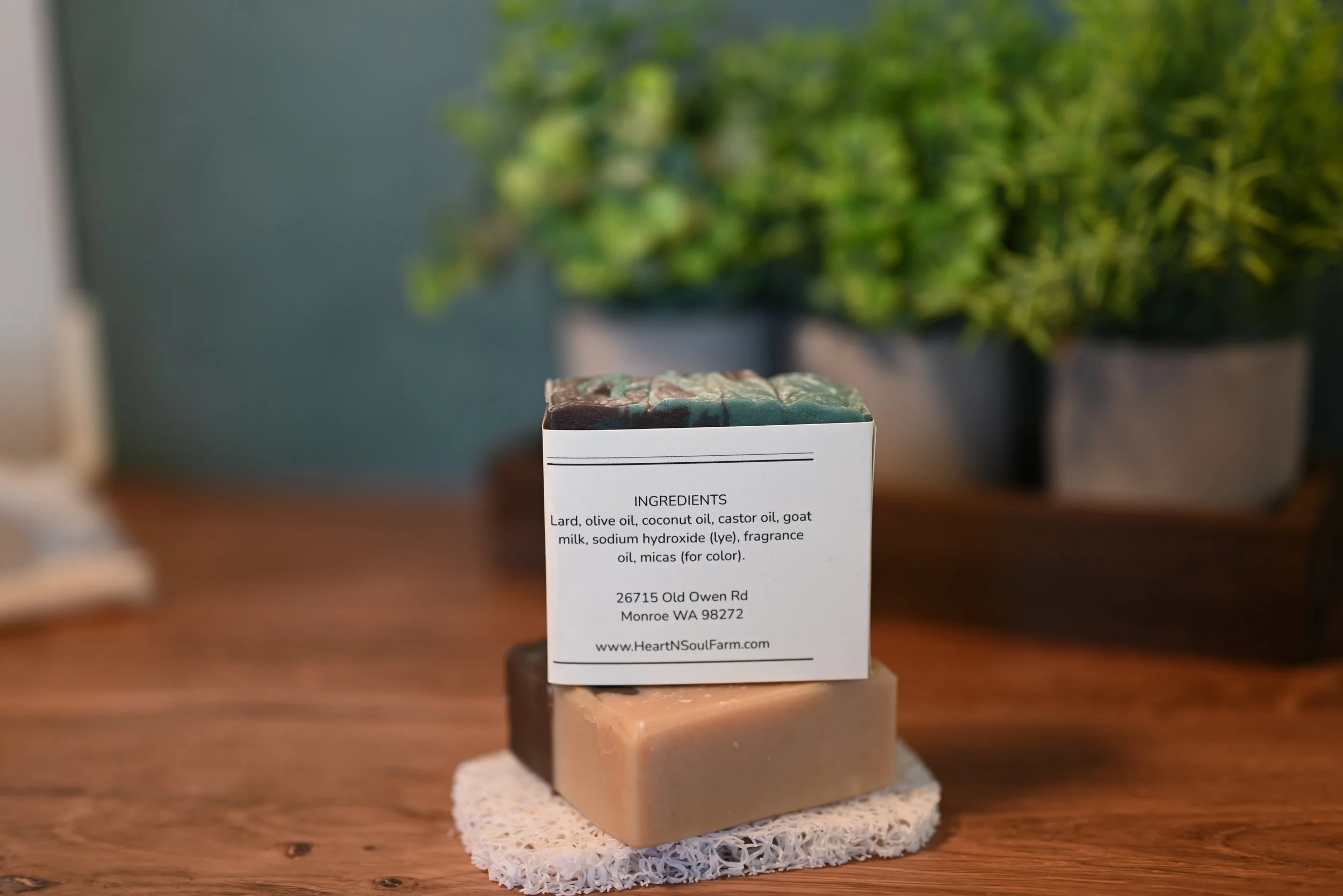 the ingredients label on one of my handmade bars of goat milk soap.