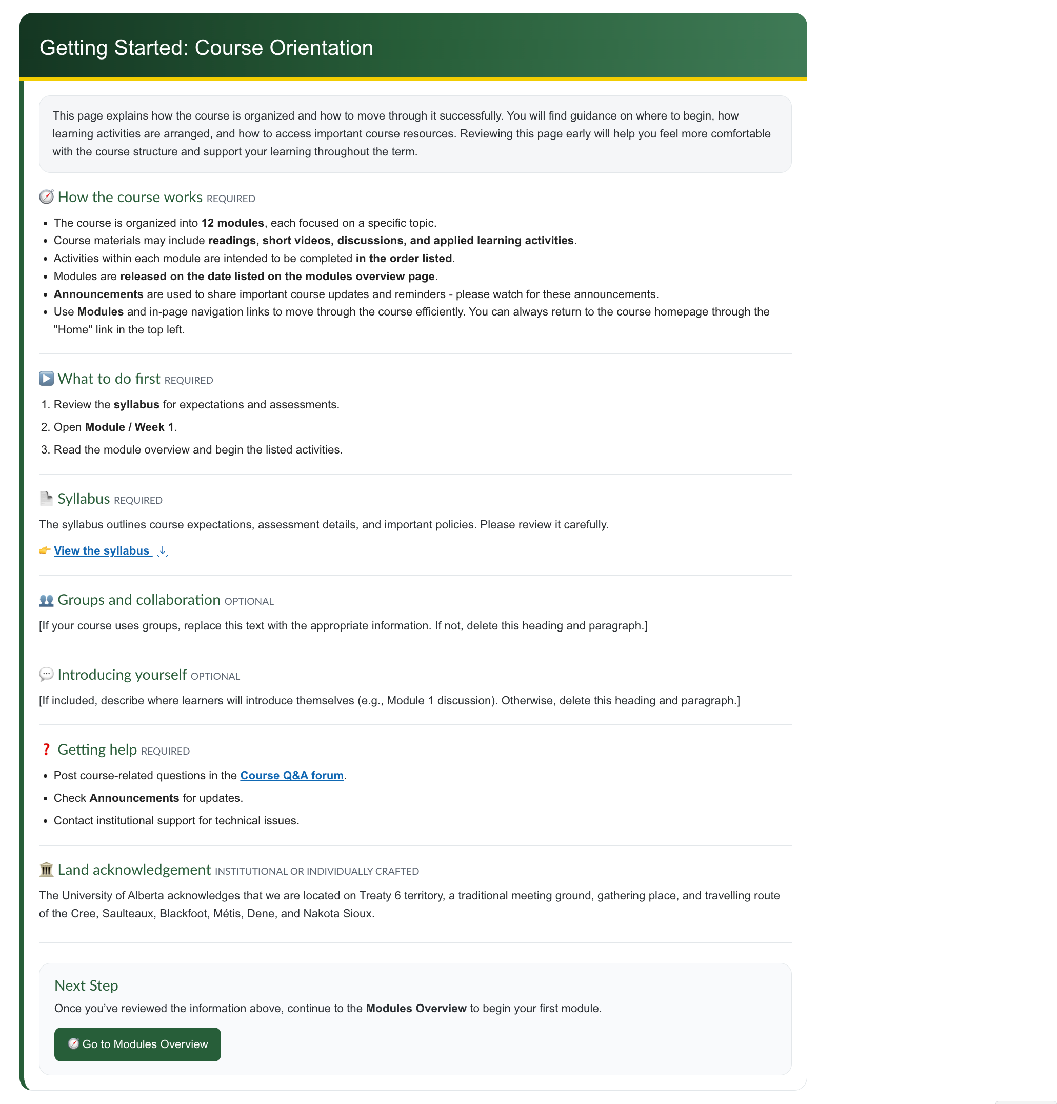 Getting Started Homepage