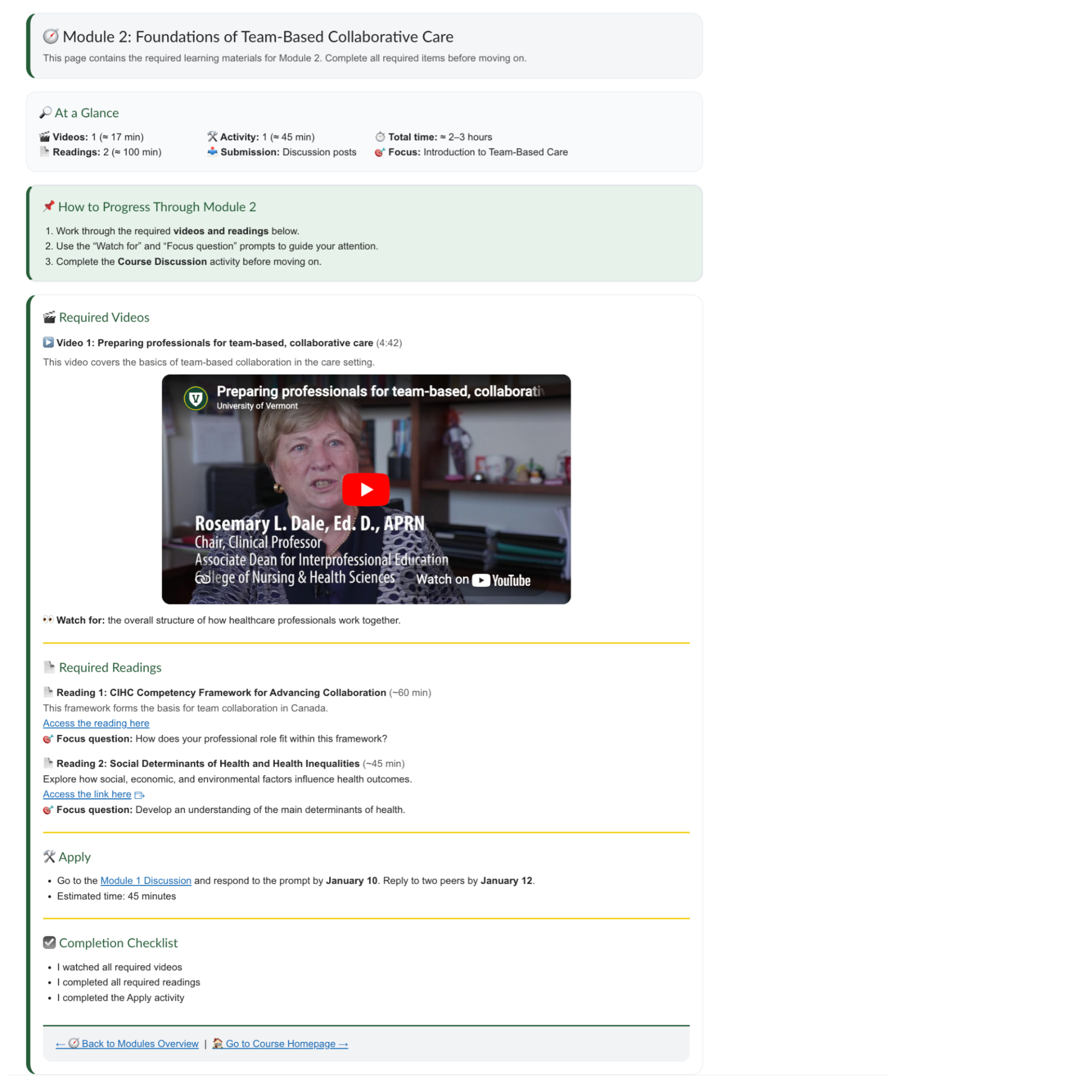 Module/Week Homepage