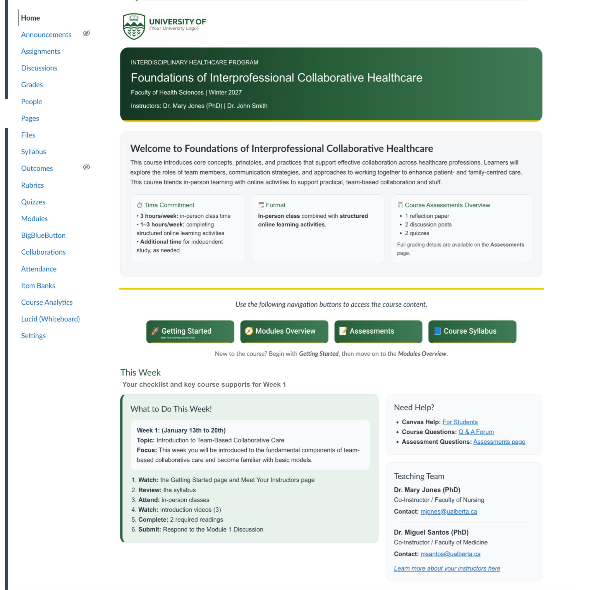 Course Homepage Sample