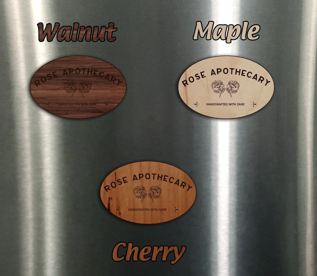 Rose Apothecary wood Christmas ornament