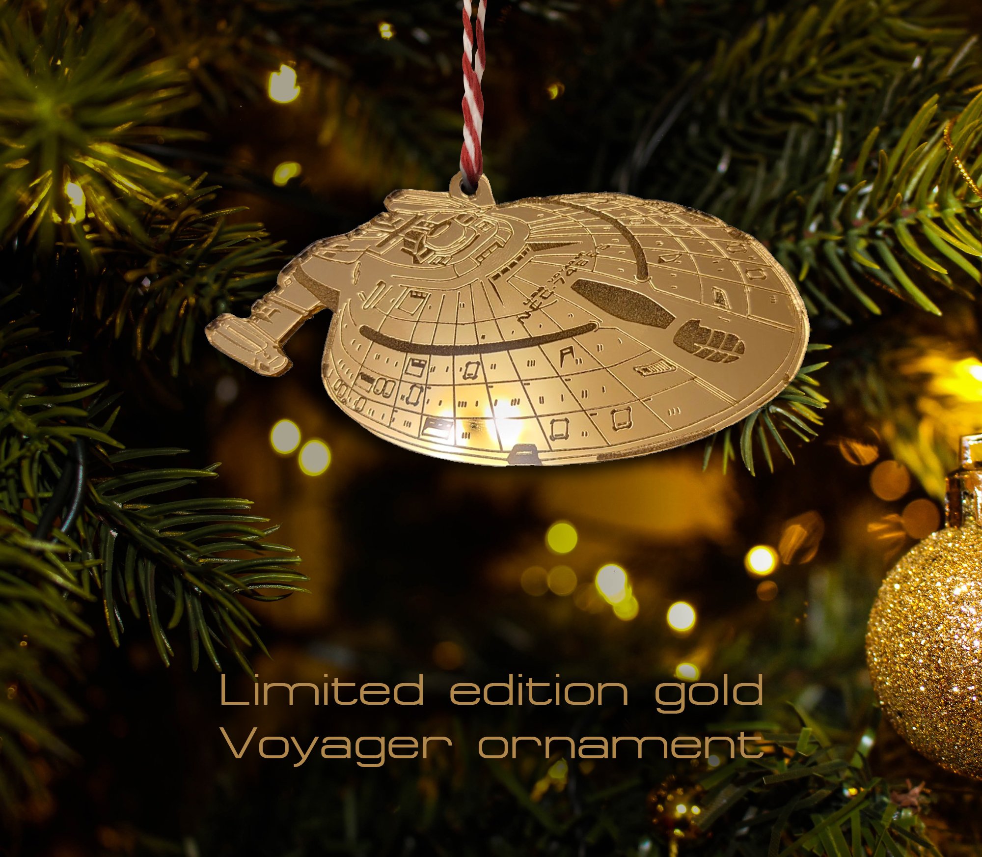 Star Trek Voyager Fan Art Christmas Tree Ornament - Wood, Gold, or Silver Acrlyic