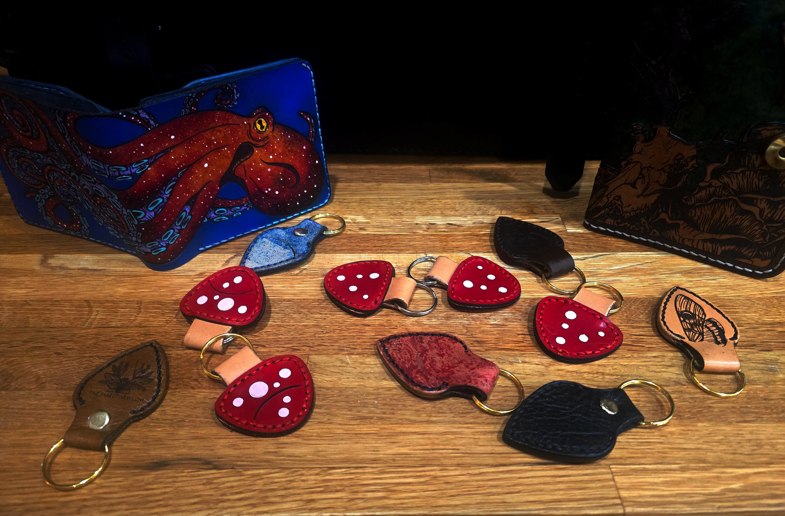 Leather Mushroom  Aldi Quarter keychain