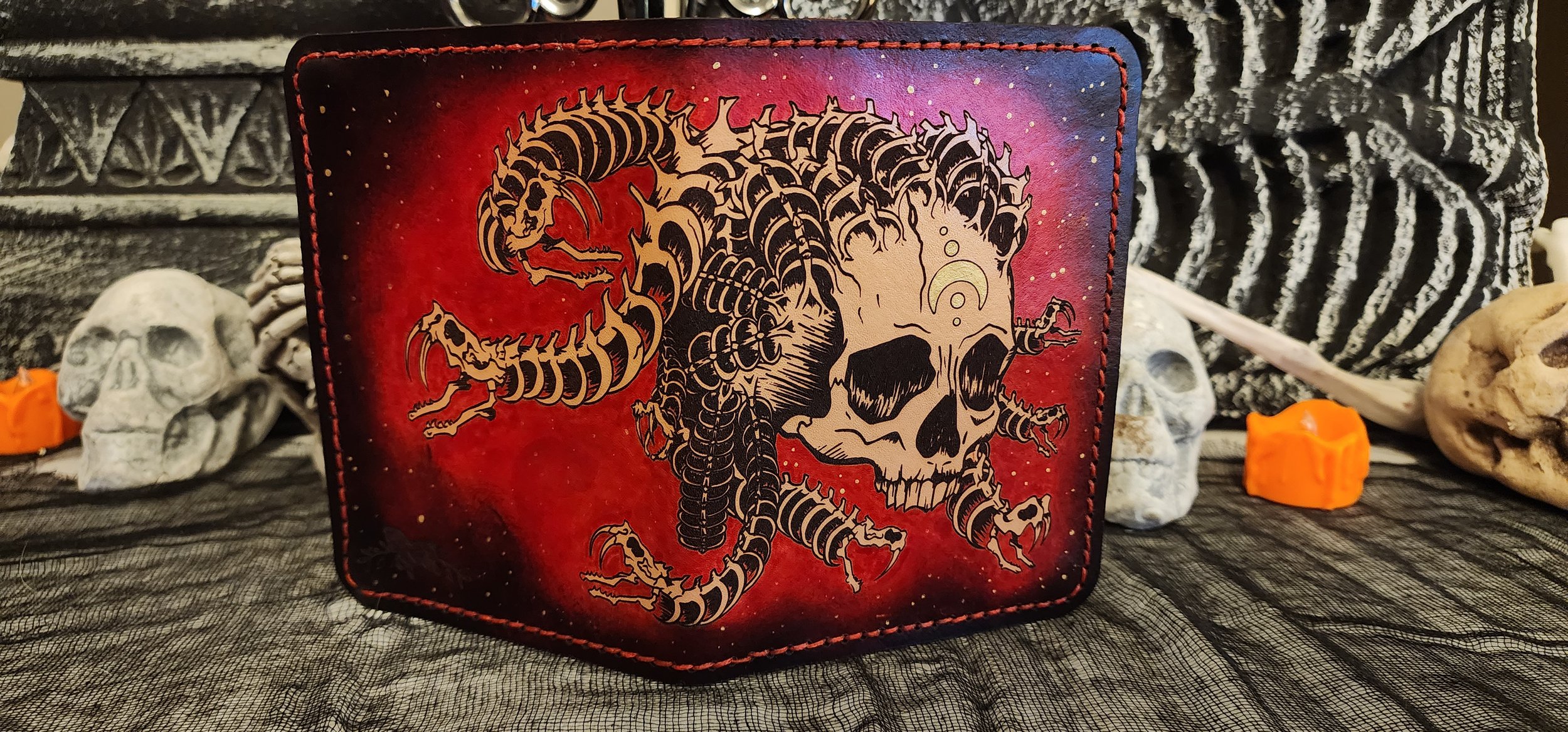 Undead Medusa Skull Leather Passport Wallet