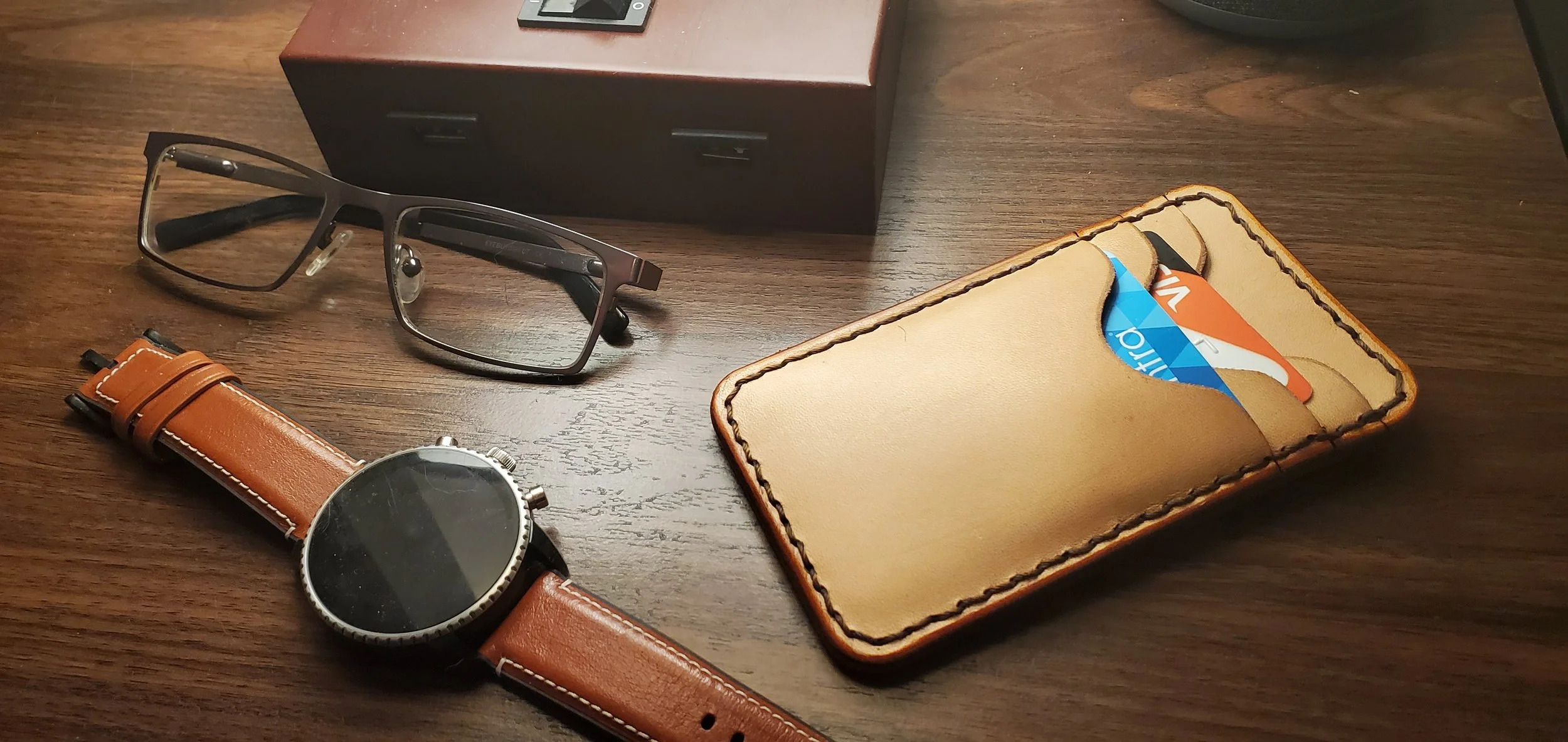 Personalized  Leather Wallet Minimalist Lifestyle - vertical ID and card slots - Choose your own color and threads