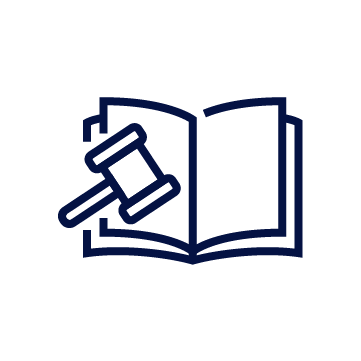 Open book with gavel.