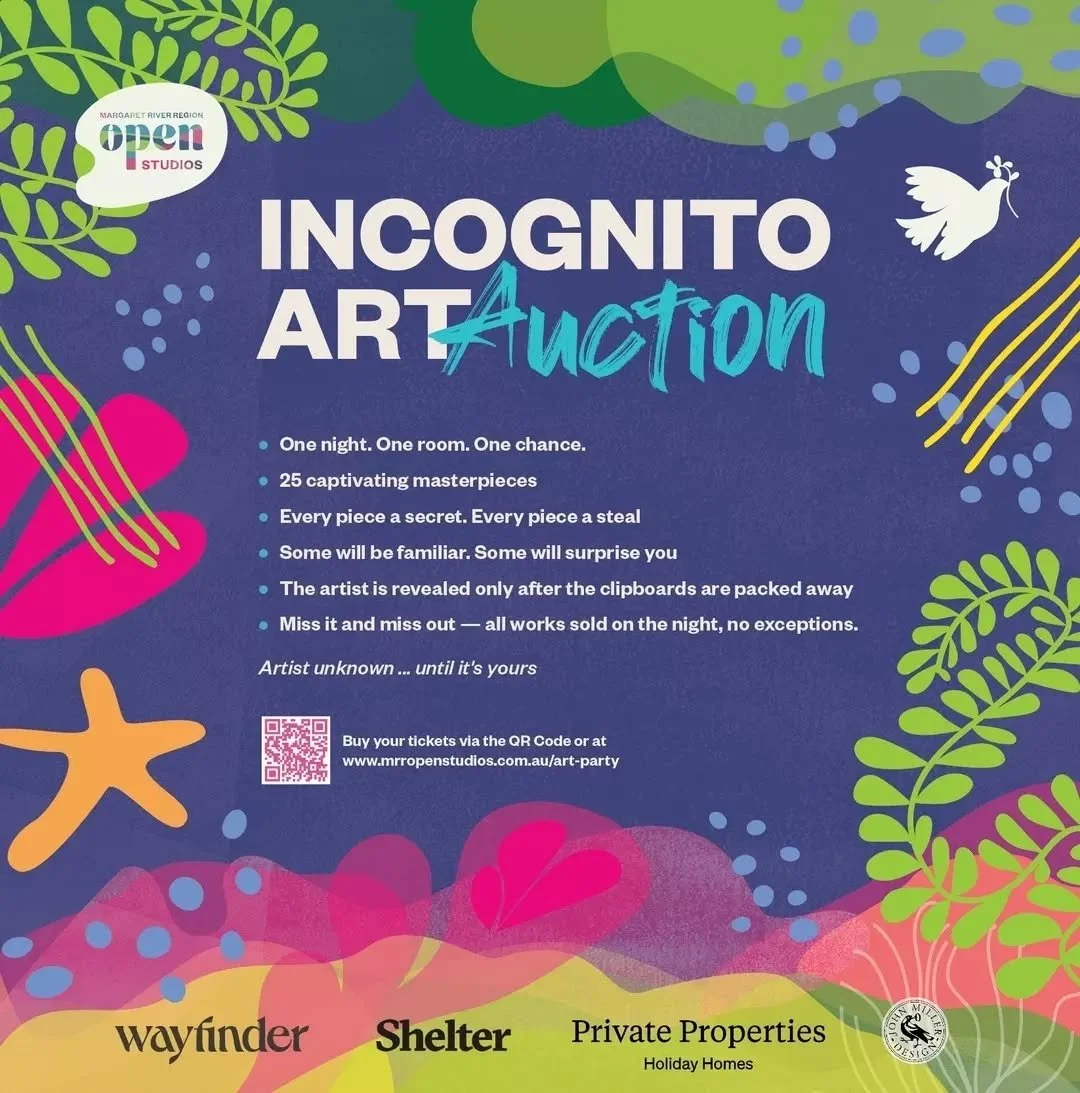 Incognito Art Auction ~ at the Art Party, Saturday 12 September

🎨 25 captivating small artworks
🎨 25 anonymous Open Studios artists
🎨 Can you spot the well known artists?
🎨 Bid on what you love and discover the artist post purchase
🎨 Own a beau