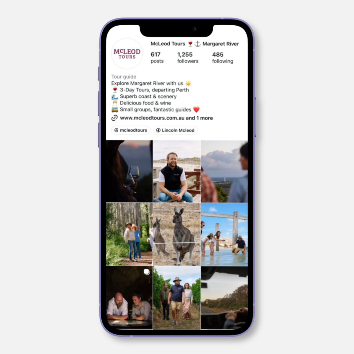 McLeod Tours Margaret River - Instagram grid