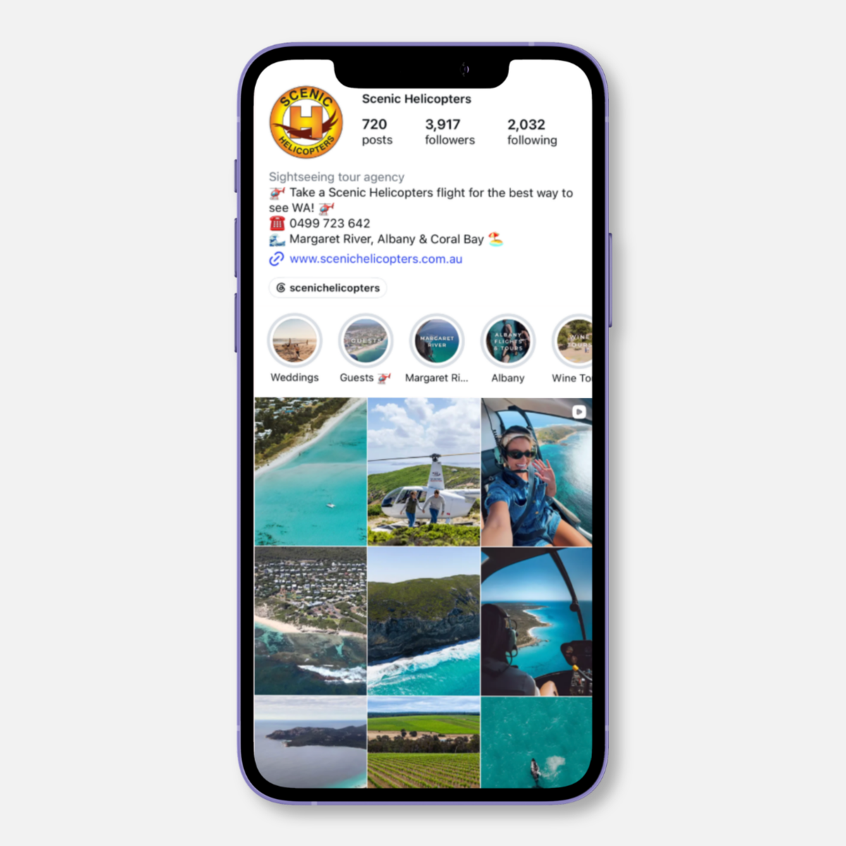 Scenic Helicopters' instagram preview