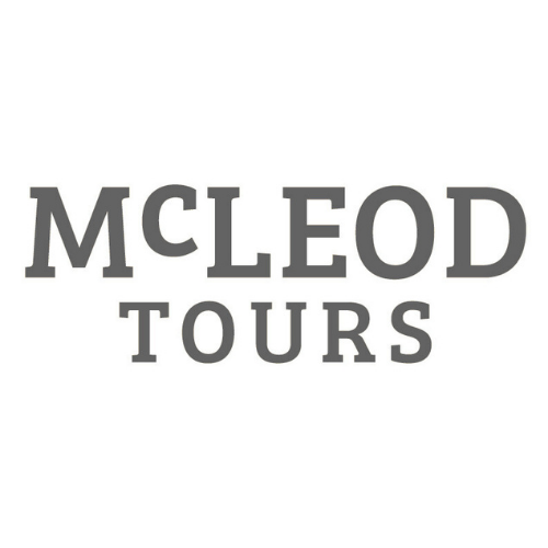 Logo for McLeod Tours with the company name in bold gray letters on a white background.