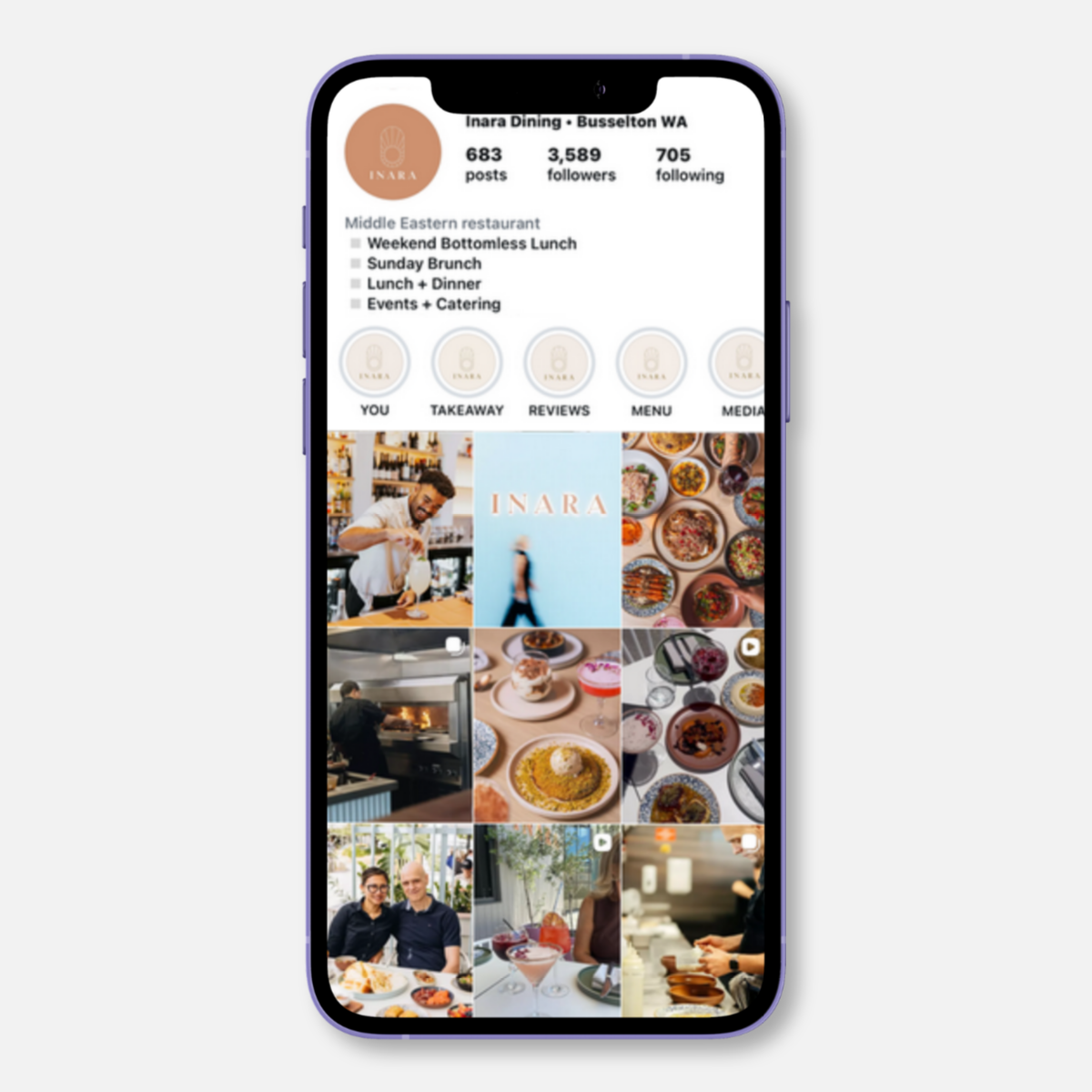 INARA Busselton's Instagram account