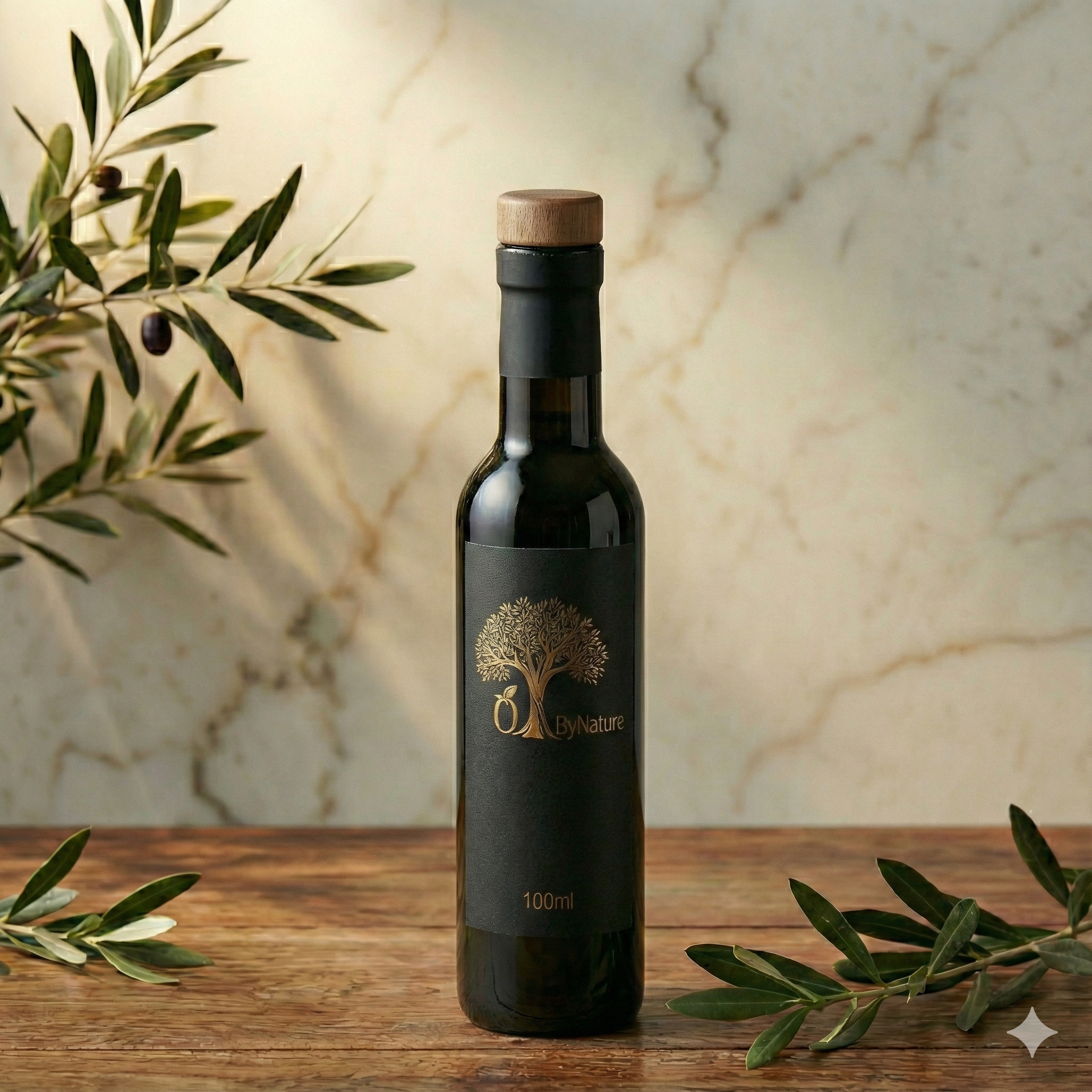 OliveByNature Extra Virgin Olive Oil – 100 ml Black Glass Bottle