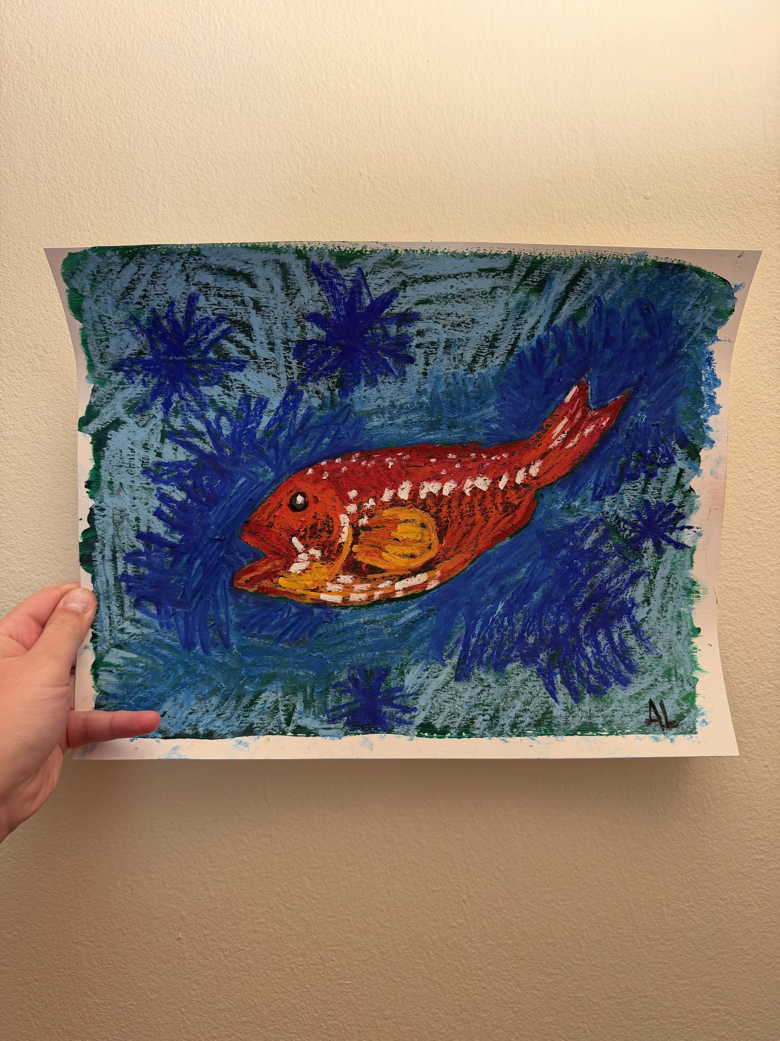 "orange fish" oil pastel