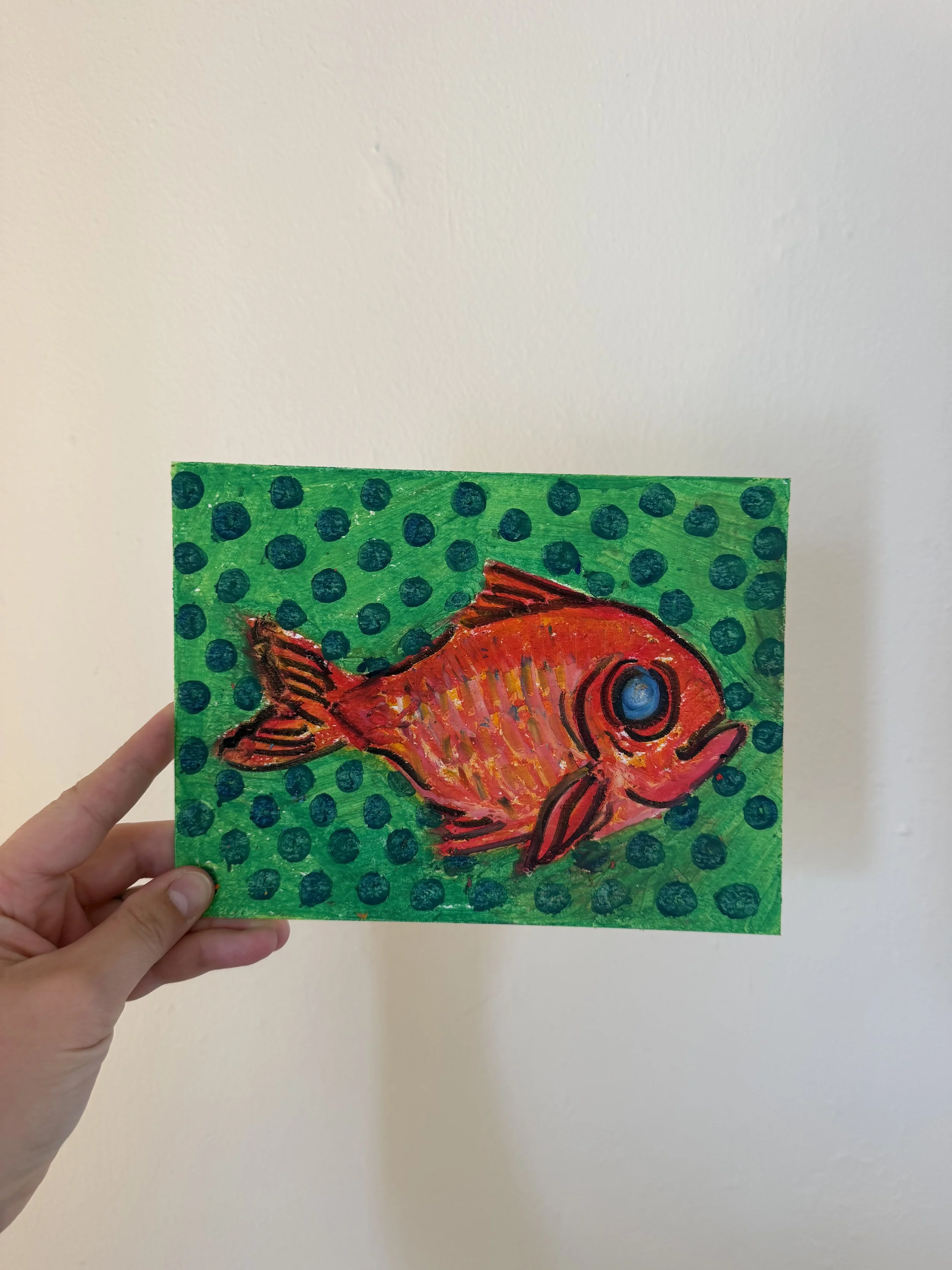 "orange fish" oil pastel