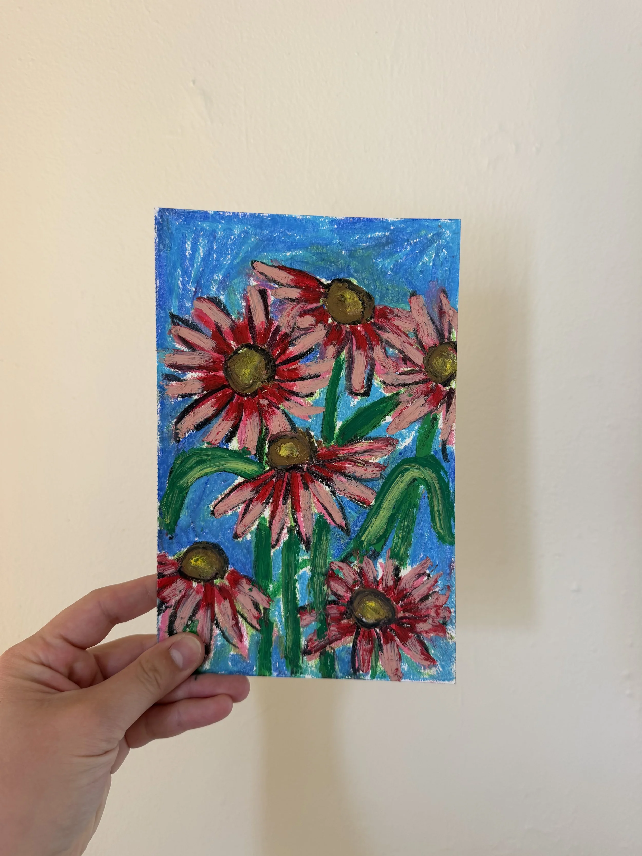 "brown eyed susans" oil pastel