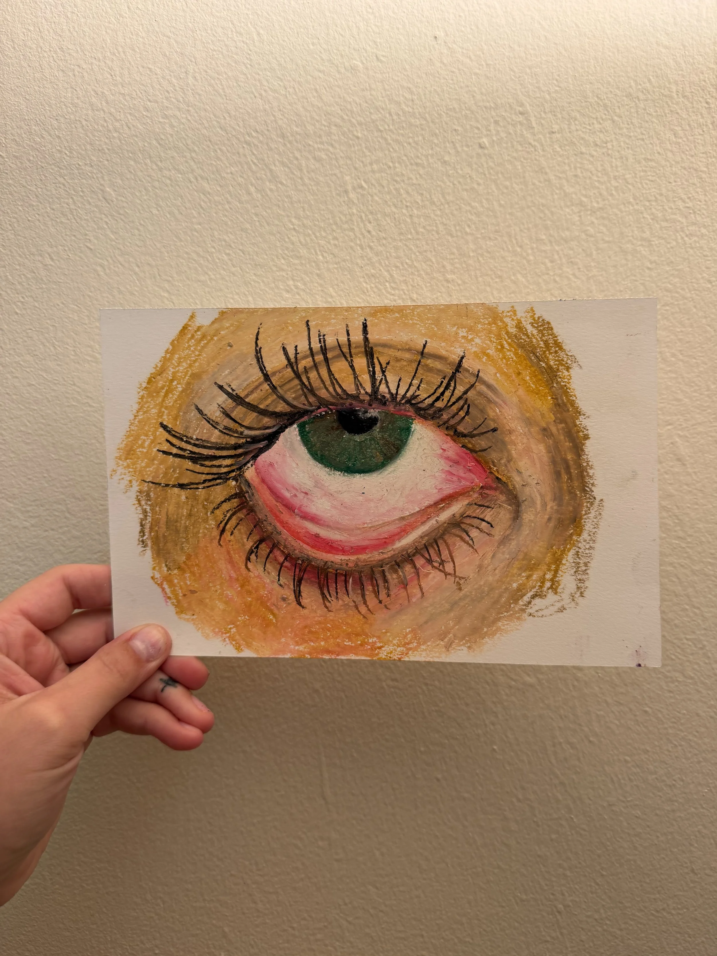 "eye see you" oil pastel
