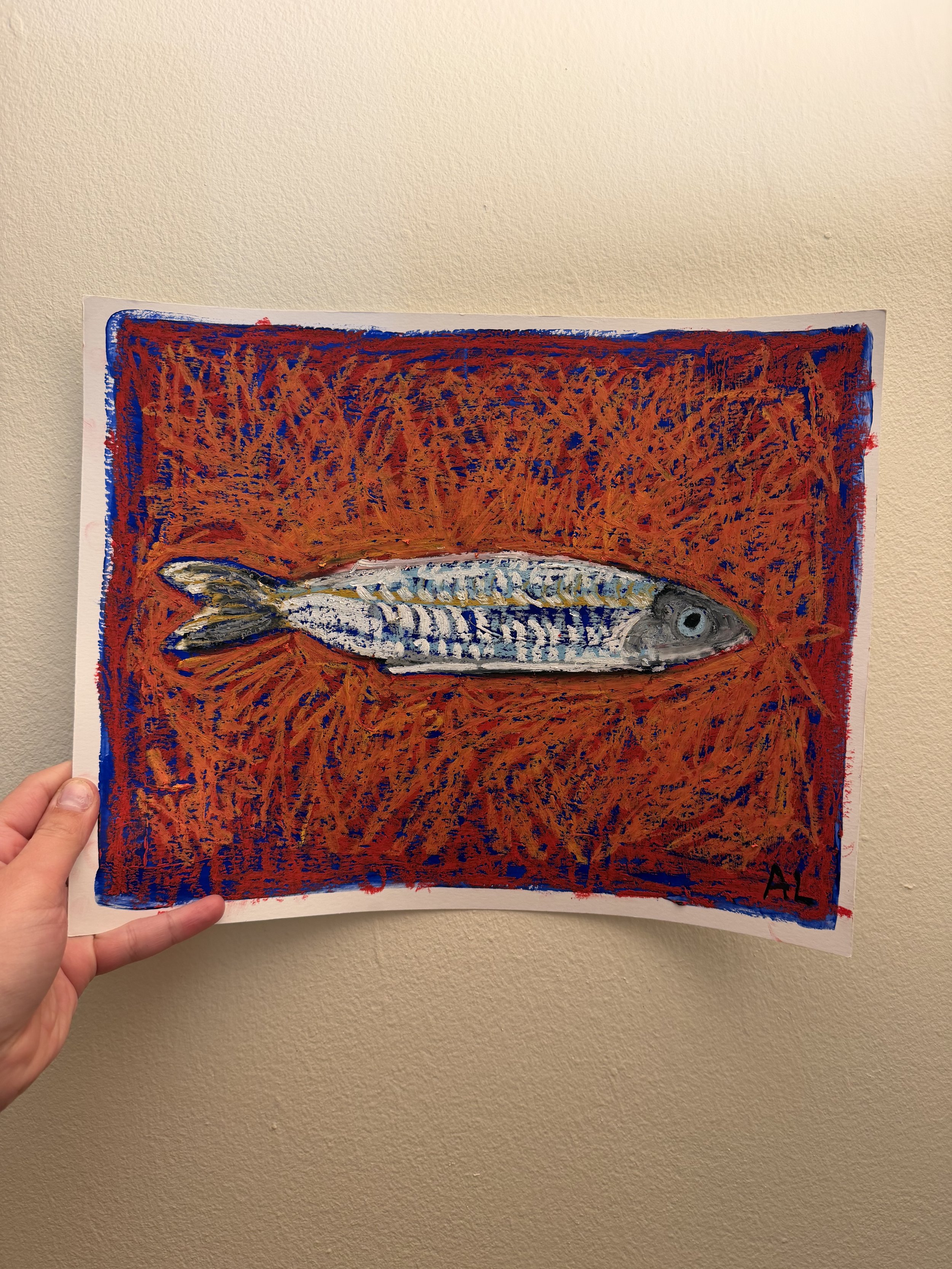 "single sardine" oil pastel