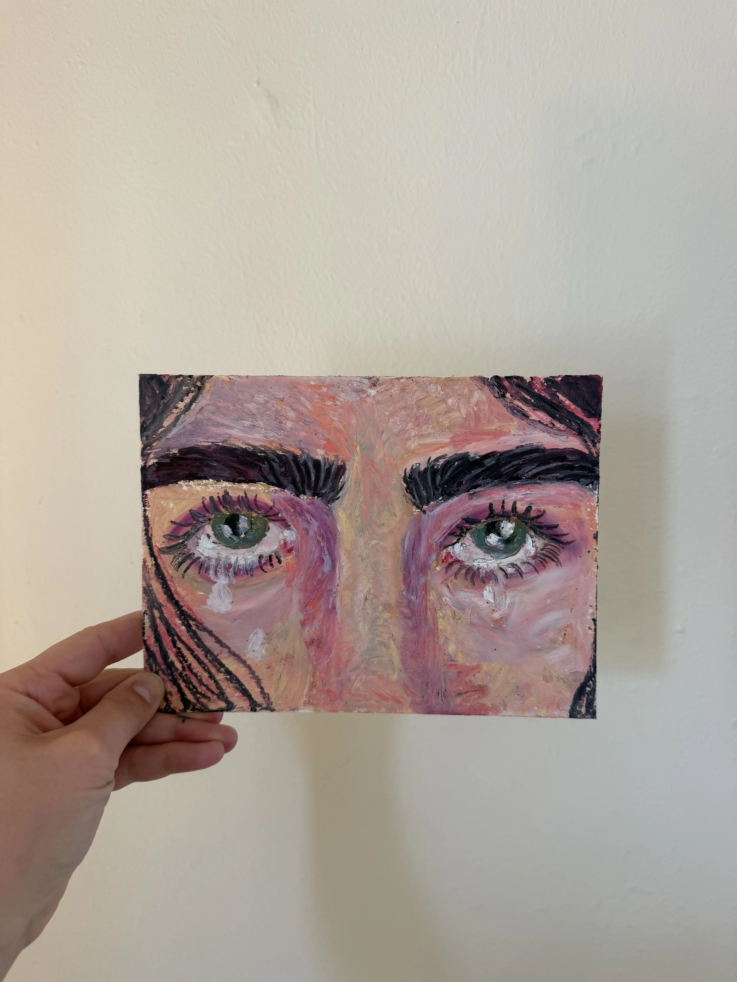 "sad eyes" oil pastel