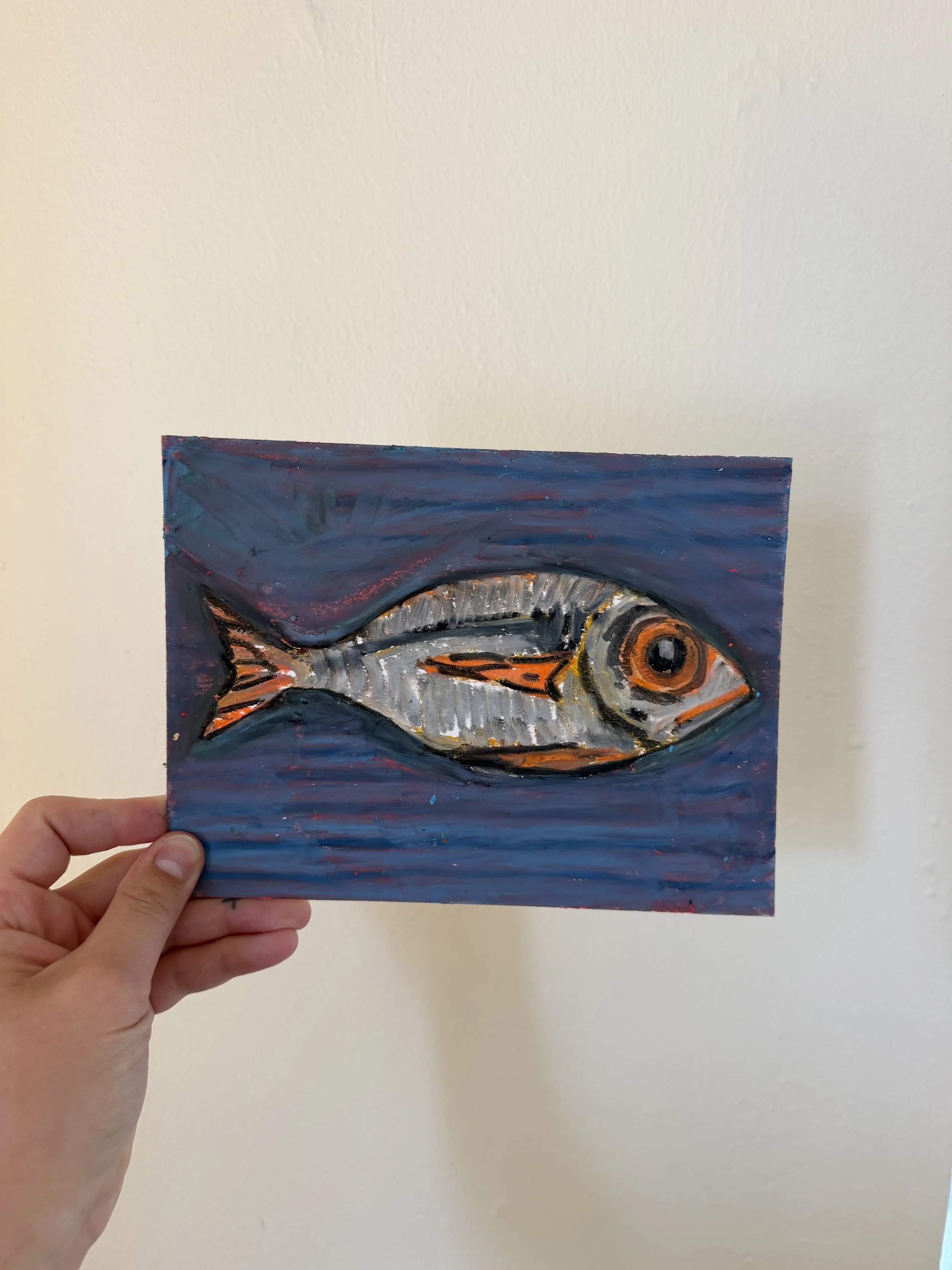 "grey fish" oil pastel