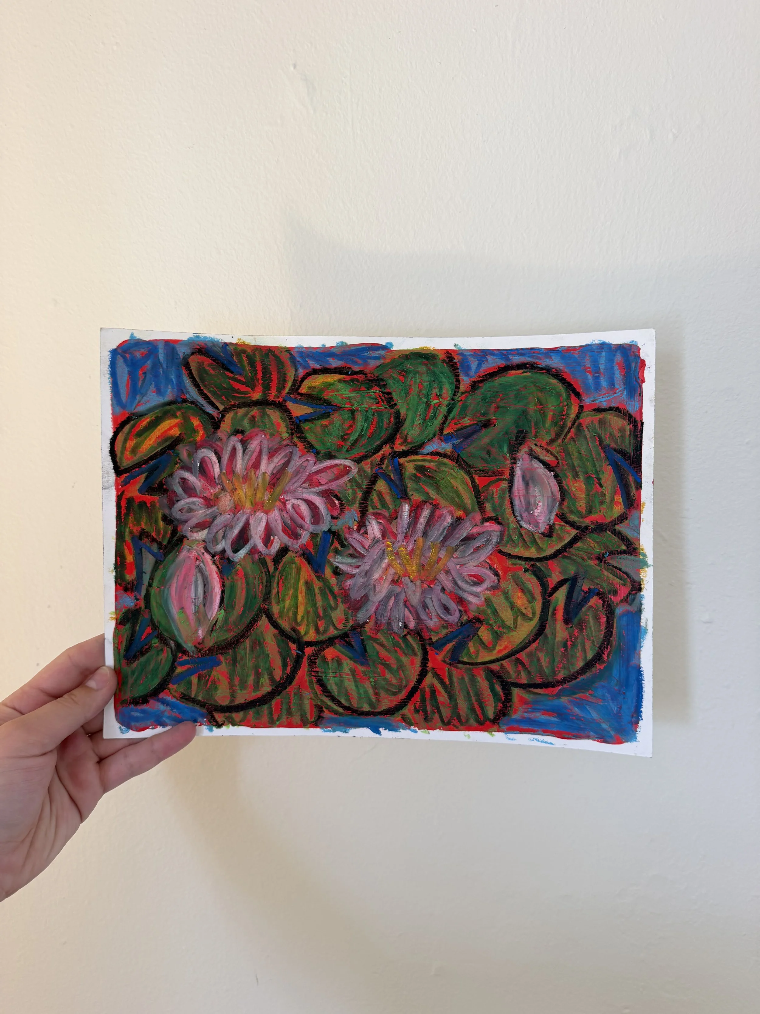 "lily pads" oil pastel