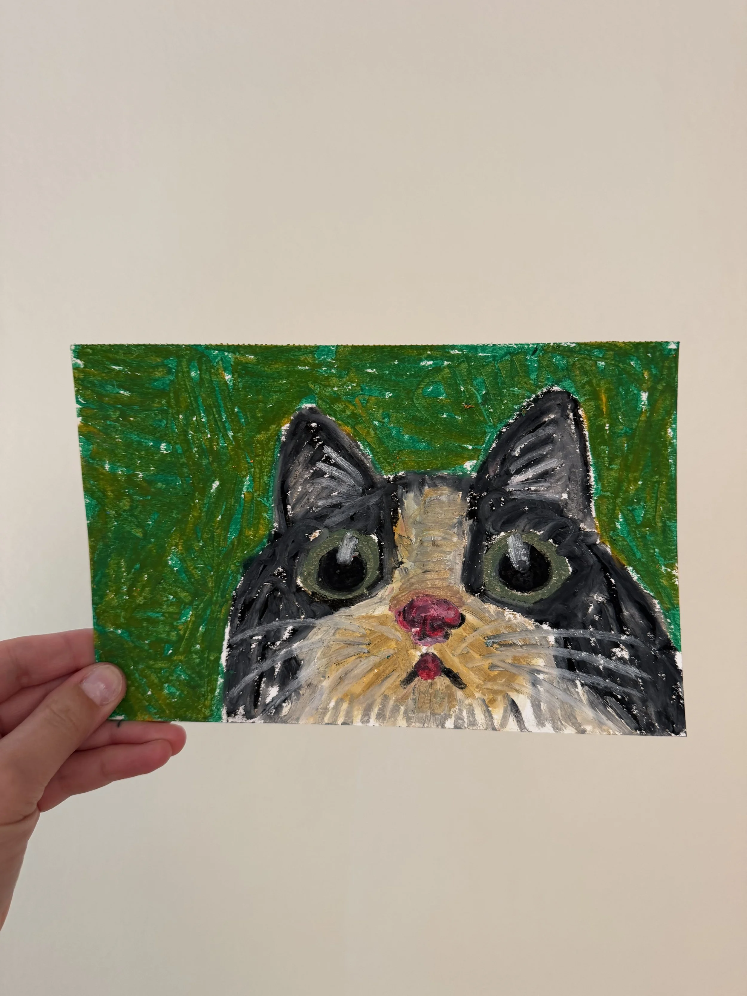 "kitty" oil pastel