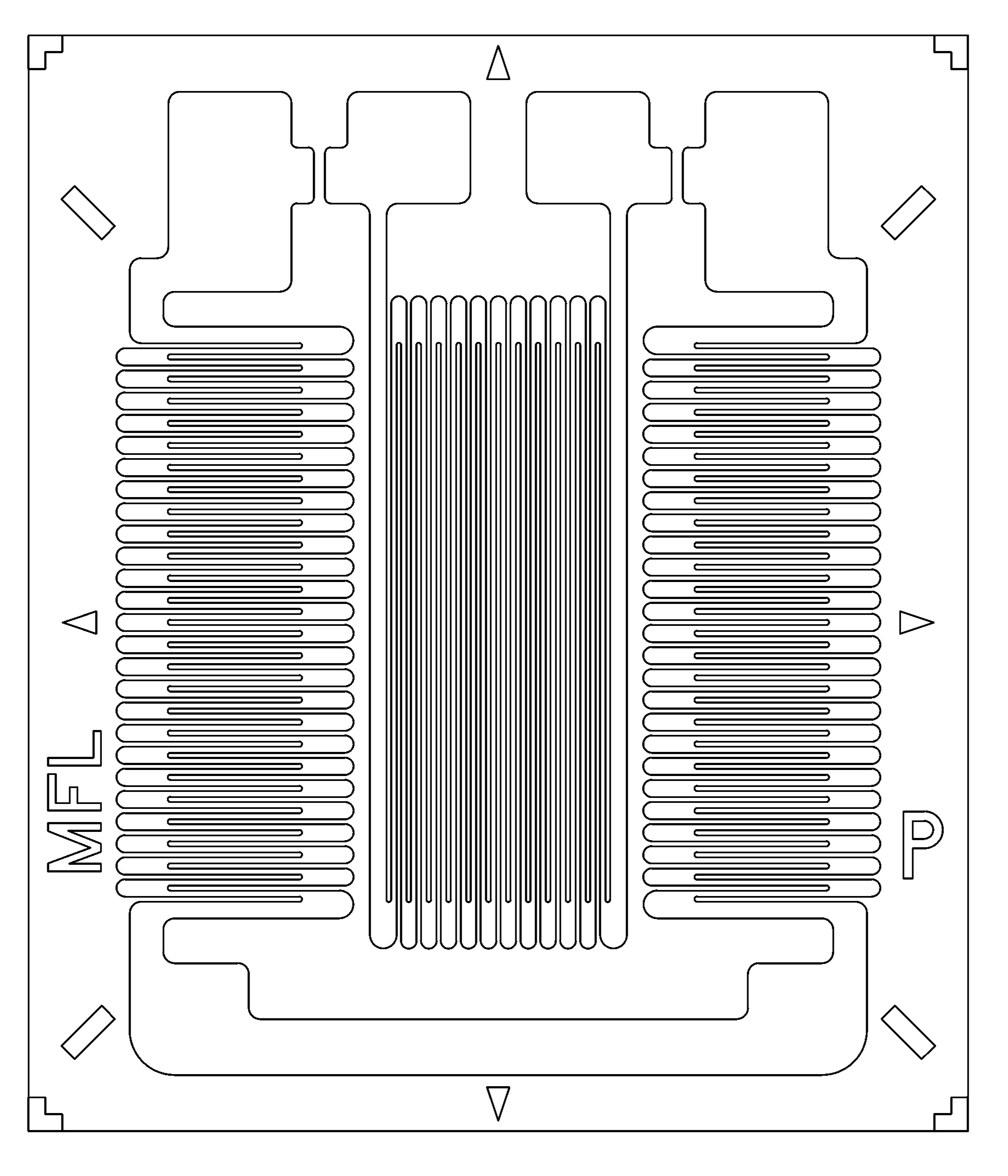 Technical drawing of a strain gauges with labeled dimensions a, b, c, and d.