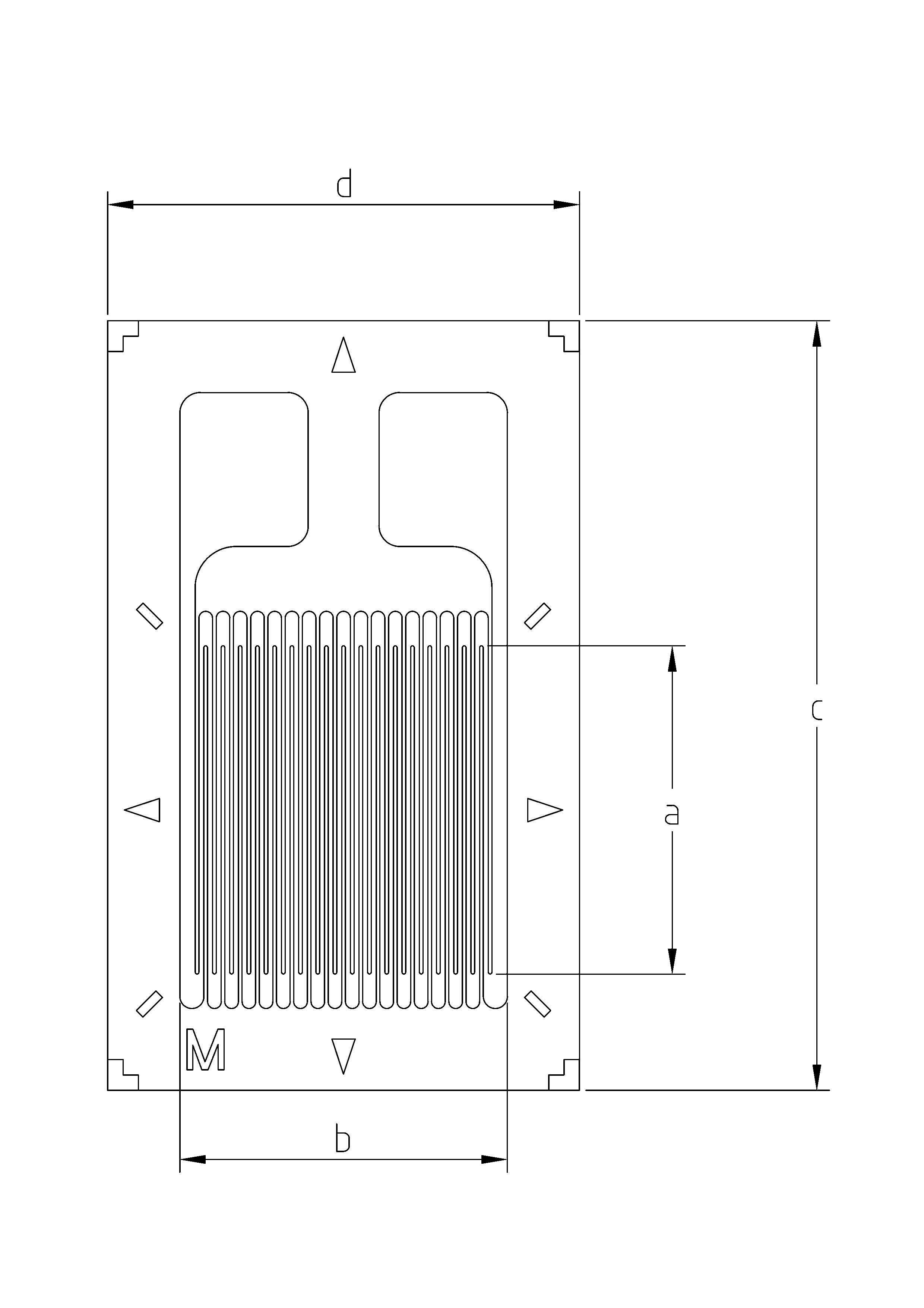 Technical drawing of an electronic component, featuring labeled dimensions and detailed internal elements.