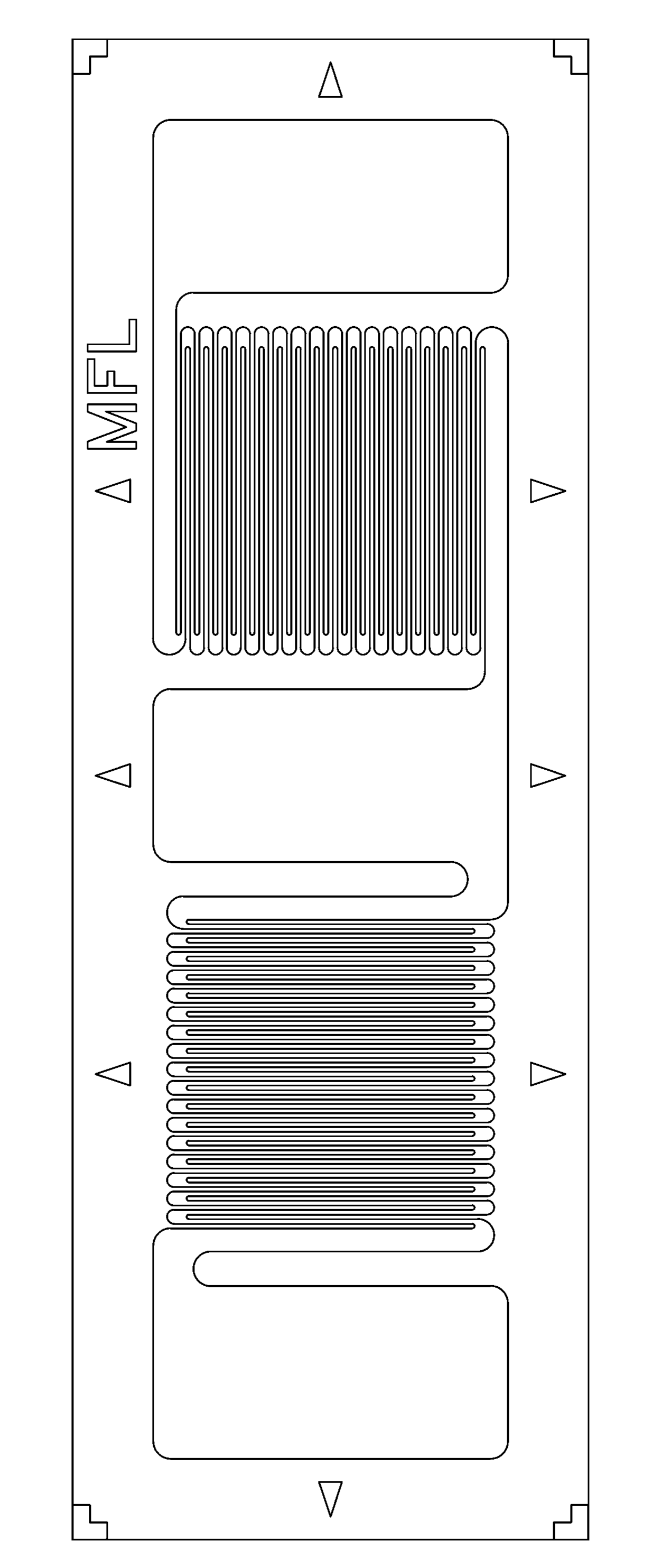 Technical drawing of a strain gauges with labeled dimensions a, b, c, and d.