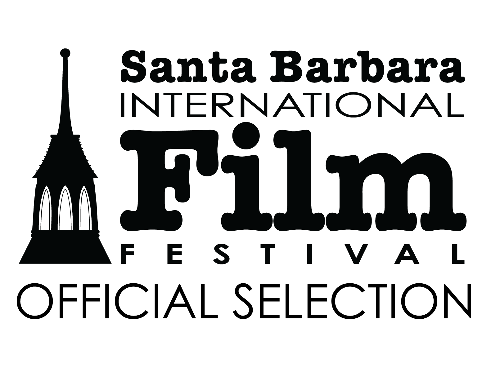 Logo for the Santa Barbara International Film Festival featuring a stylized illustration of a tower and text.