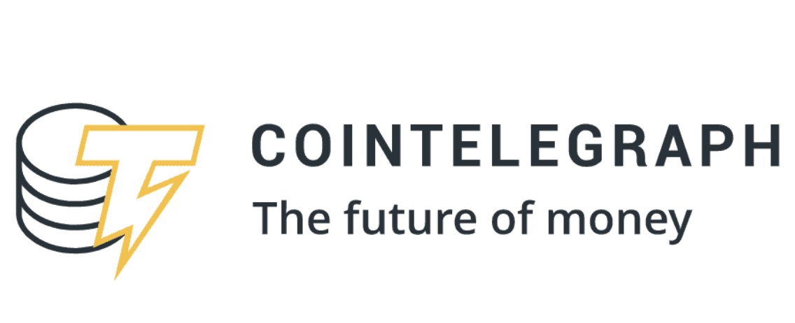 Logo of Cointelegraph featuring a stack of coins with a lightning bolt, and the text 'COINTELEGRAPH The future of money'.
