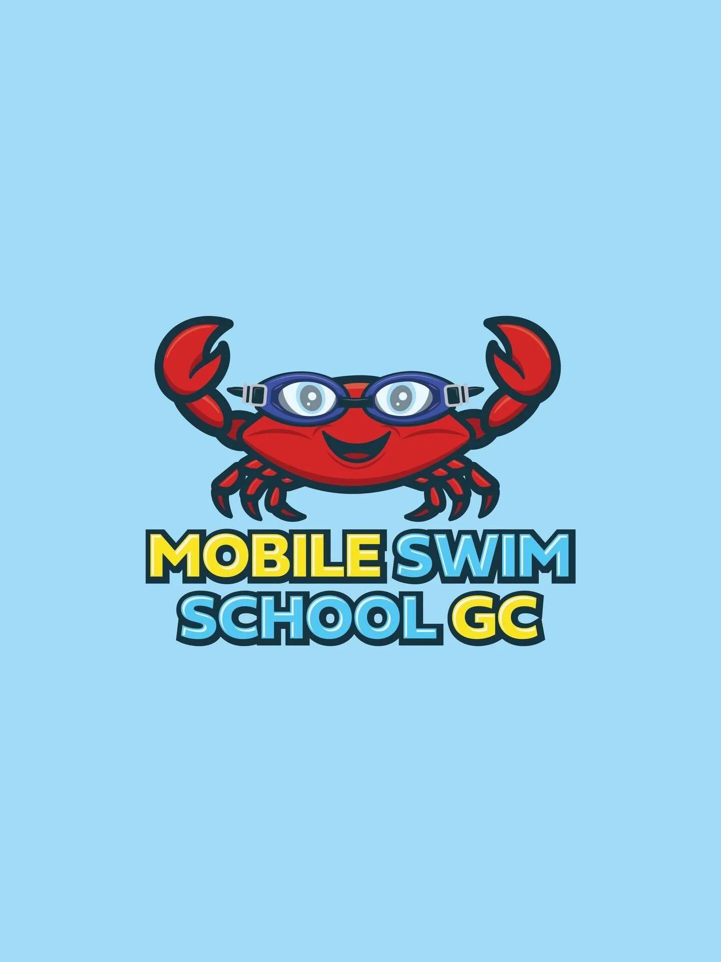 Making a splash with this fun + colourful new logo for Mobile Swim School GC!

Their brief: bright, playful and kid-friendly &mdash; so we brought this little goggles-wearing crab to life 🦀💦

We&rsquo;re not done yet&hellip; the website and flyers 
