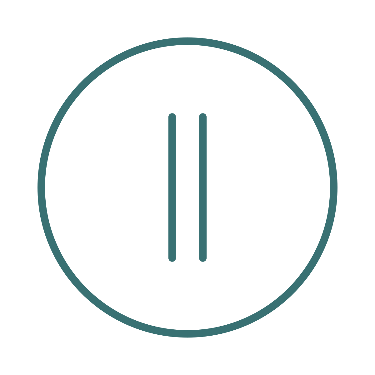 Pause-Symbol, ein Kreis mit zwei vertikalen Linien in der Mitte