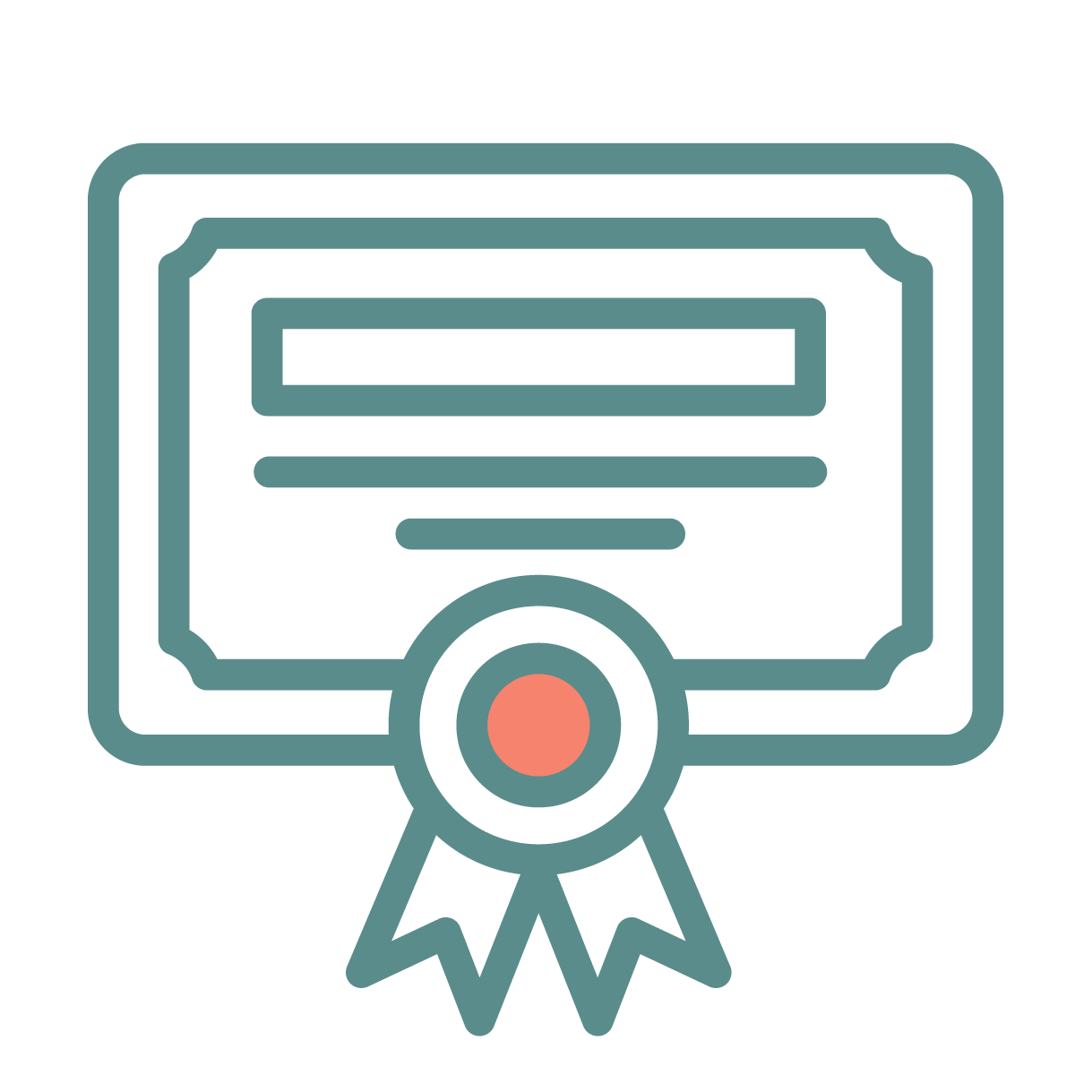 Icon eines Zertifikats mit einer Auszeichnungsscheibe an der Unterseite.
