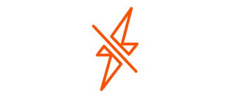 En orange og svart elektrisk støpsel- eller lynsymbol.