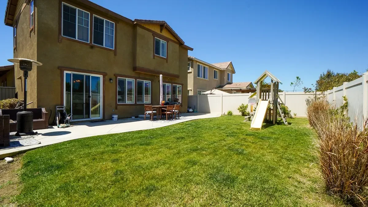 Backyard of 675 Tiber River Way in Oxnard, CA.