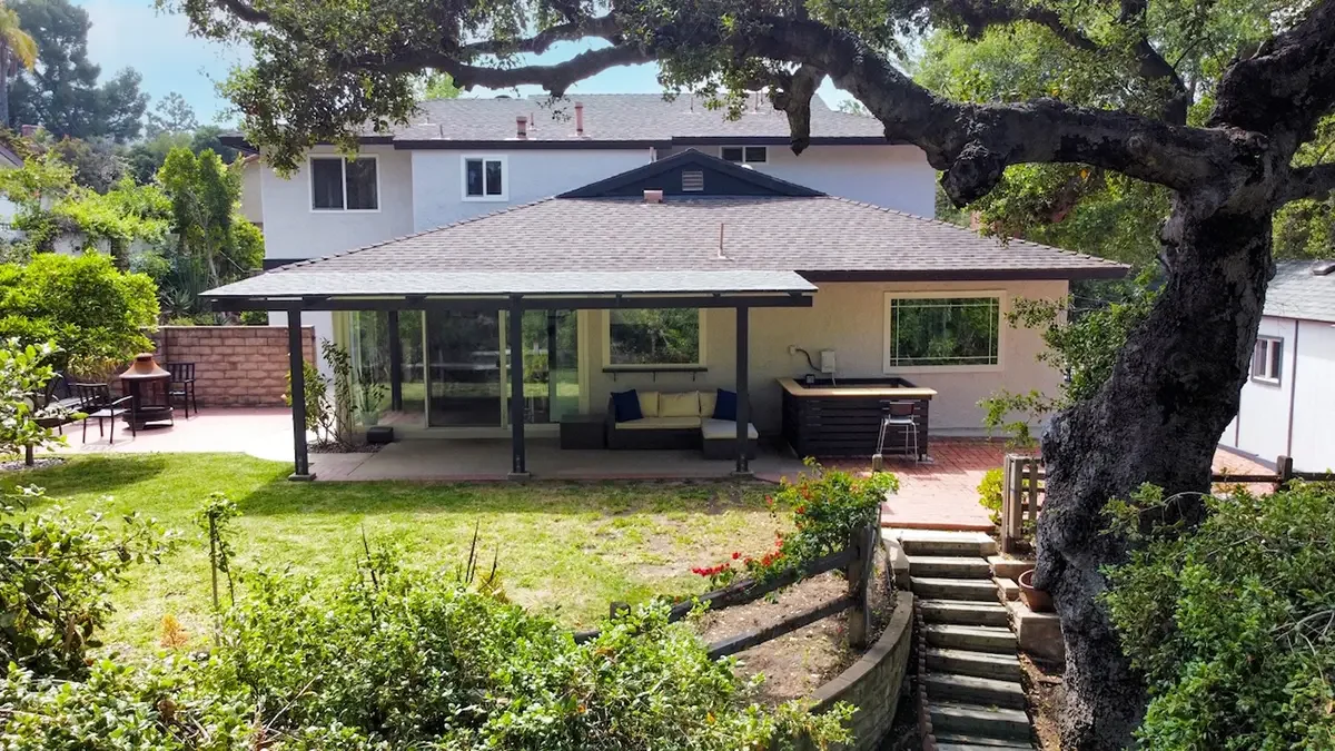 Backyard view of 304 Hickory Grove Drive in Thousand Oaks, CA.