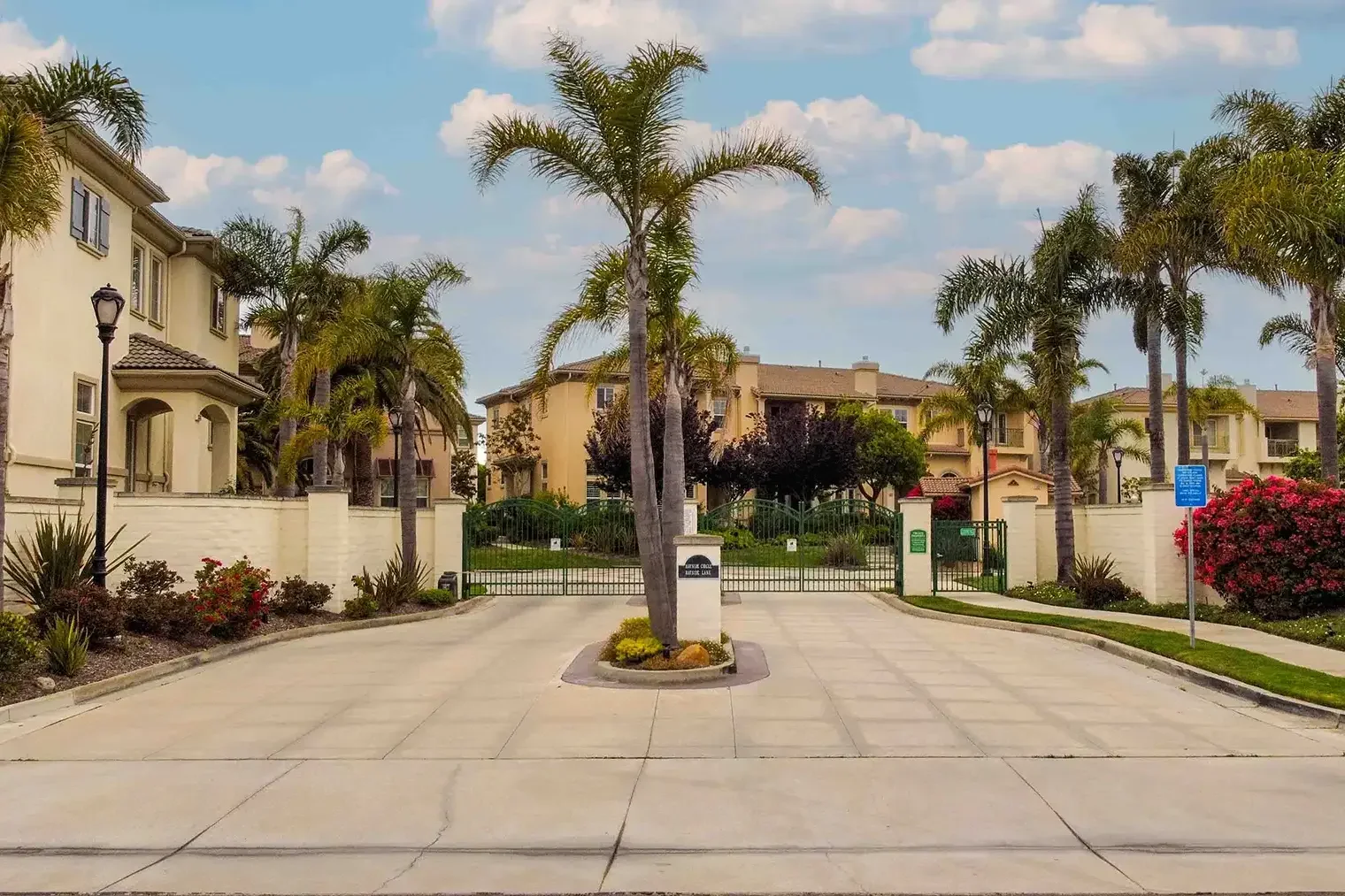 Gated community entrance for 1239 Bayside Lane in Oxnard, CA.