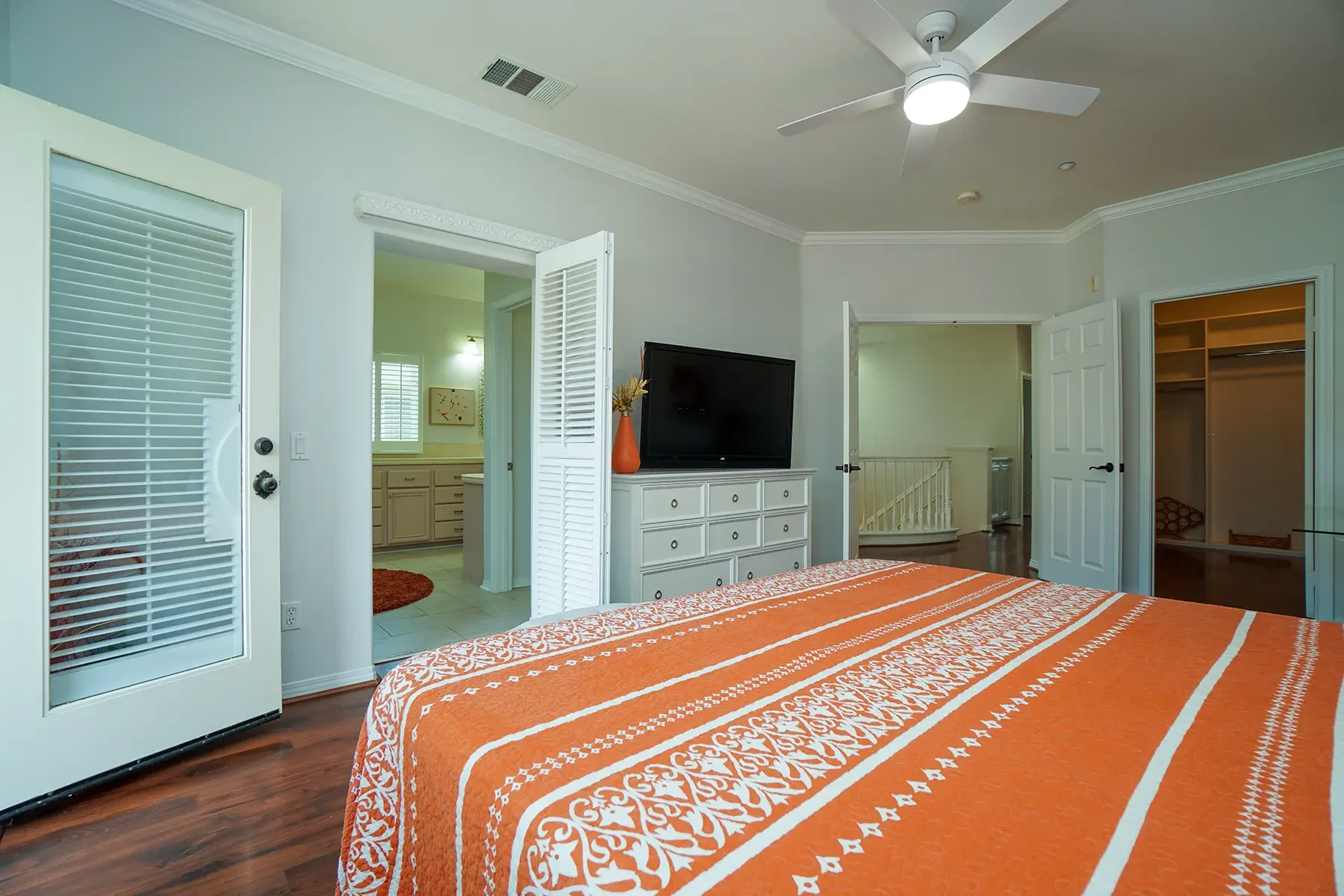Main bedroom and bathroom at 1239 Bayside Lane in Oxnard, CA.