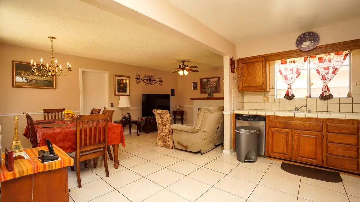 Kitchen and dining rooms of 1121 Yale Street in Oxnard, CA.