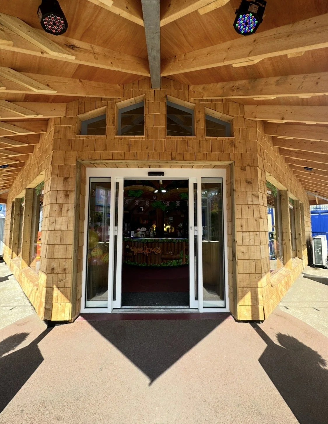 Bespoke built gift shop, cladded in cedar shingles complete with cedar shingle roof