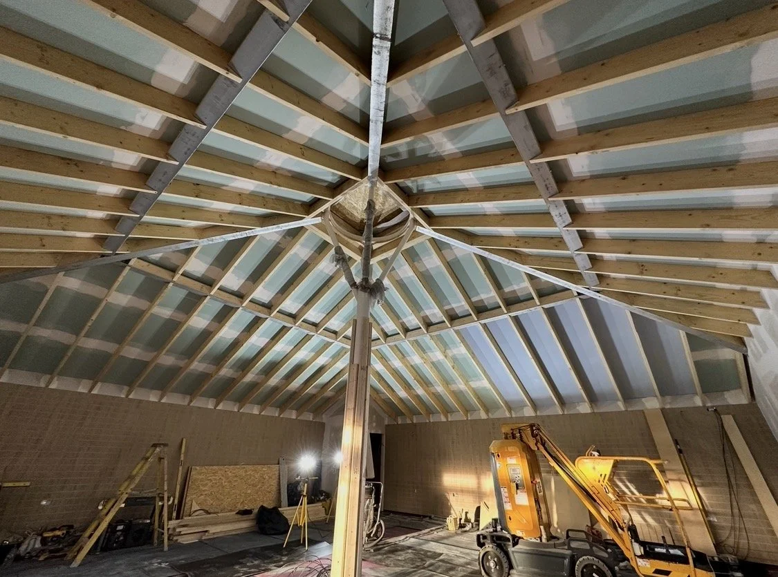 Bespoke built gift shop, complete with warm roof system and exposed joists