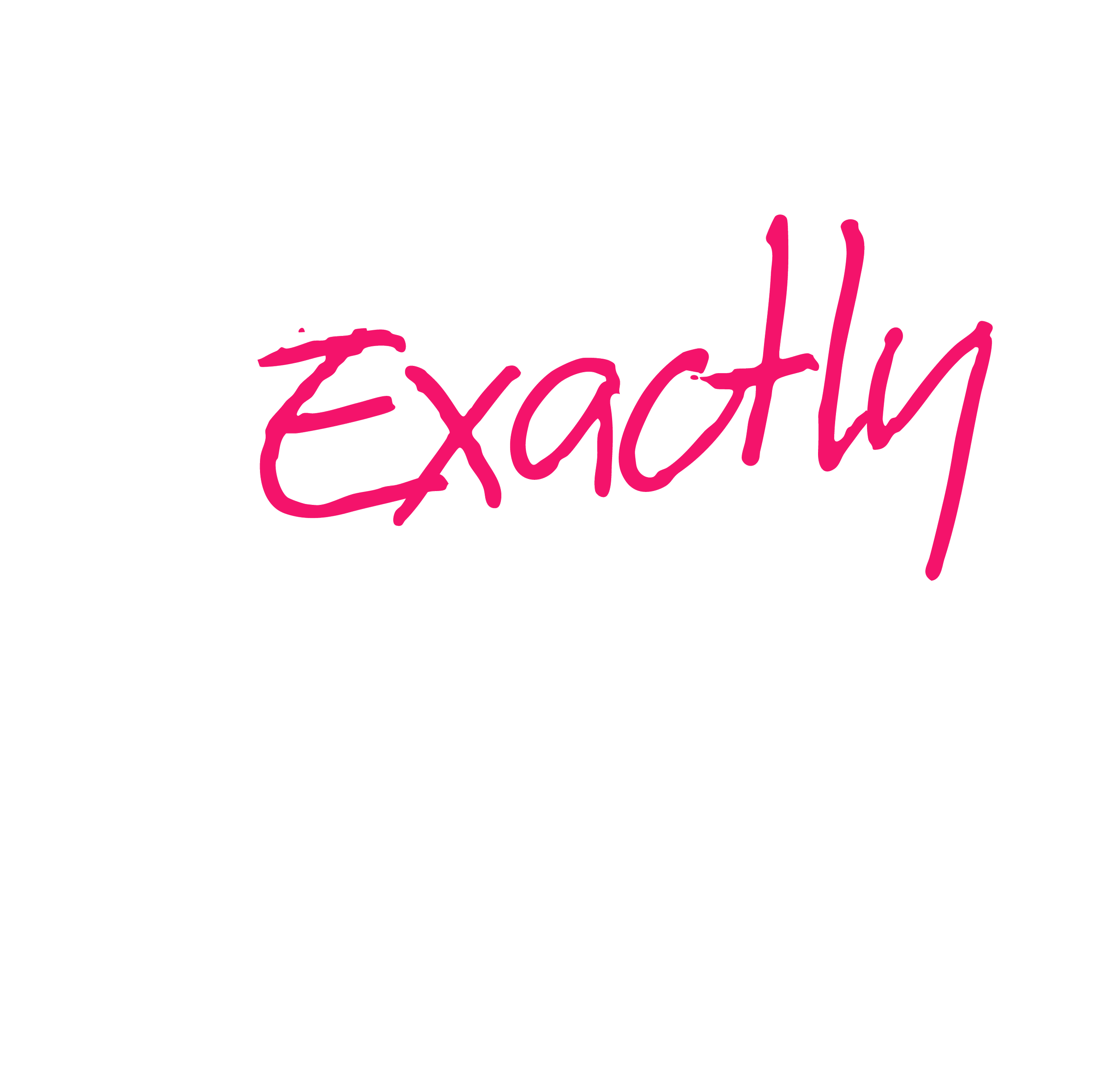 The image features a black background with the phrase "What do we do?" in large white outlined font. The word "Exactly" is written across the middle in bold pink cursive font.