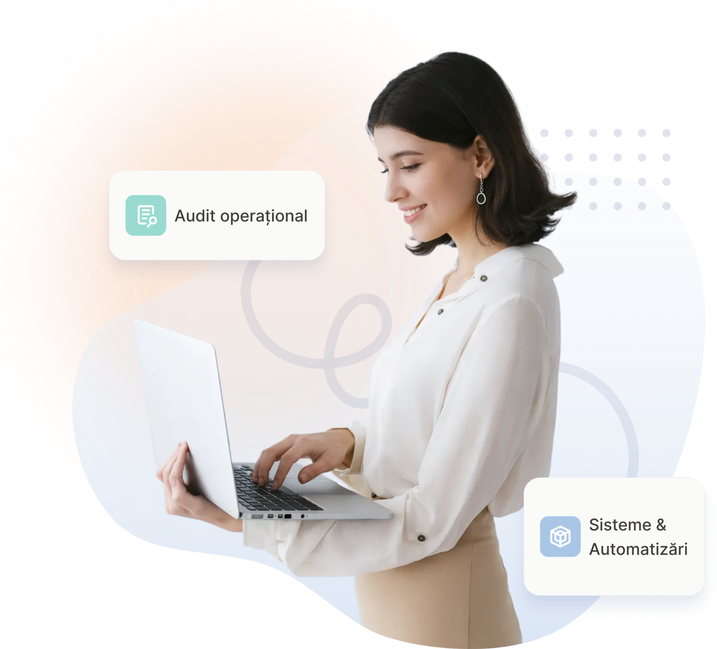 Element grafic cu linii fluide — identitatea vizuală Linin Studio