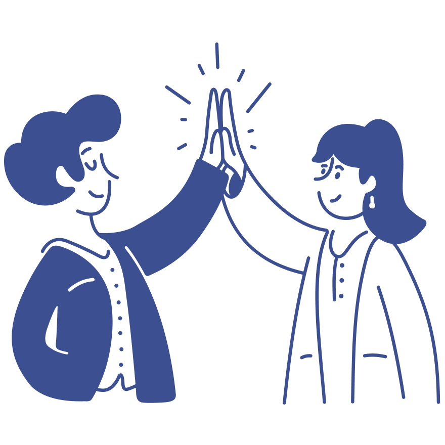 Ilustrație echipă care celebrează — soluția Linin Studio