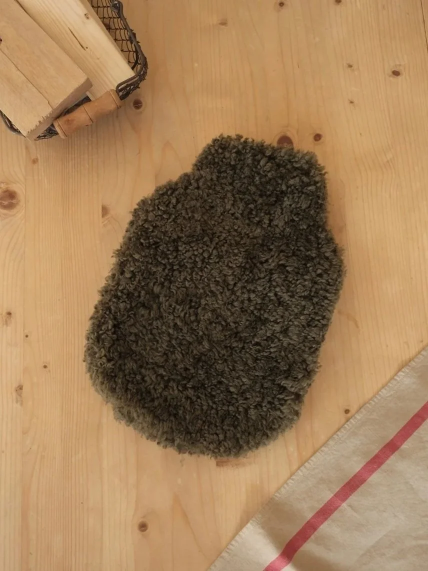 SHEEPSKIN HOT WATER BOTTLE COVER - OLIVE