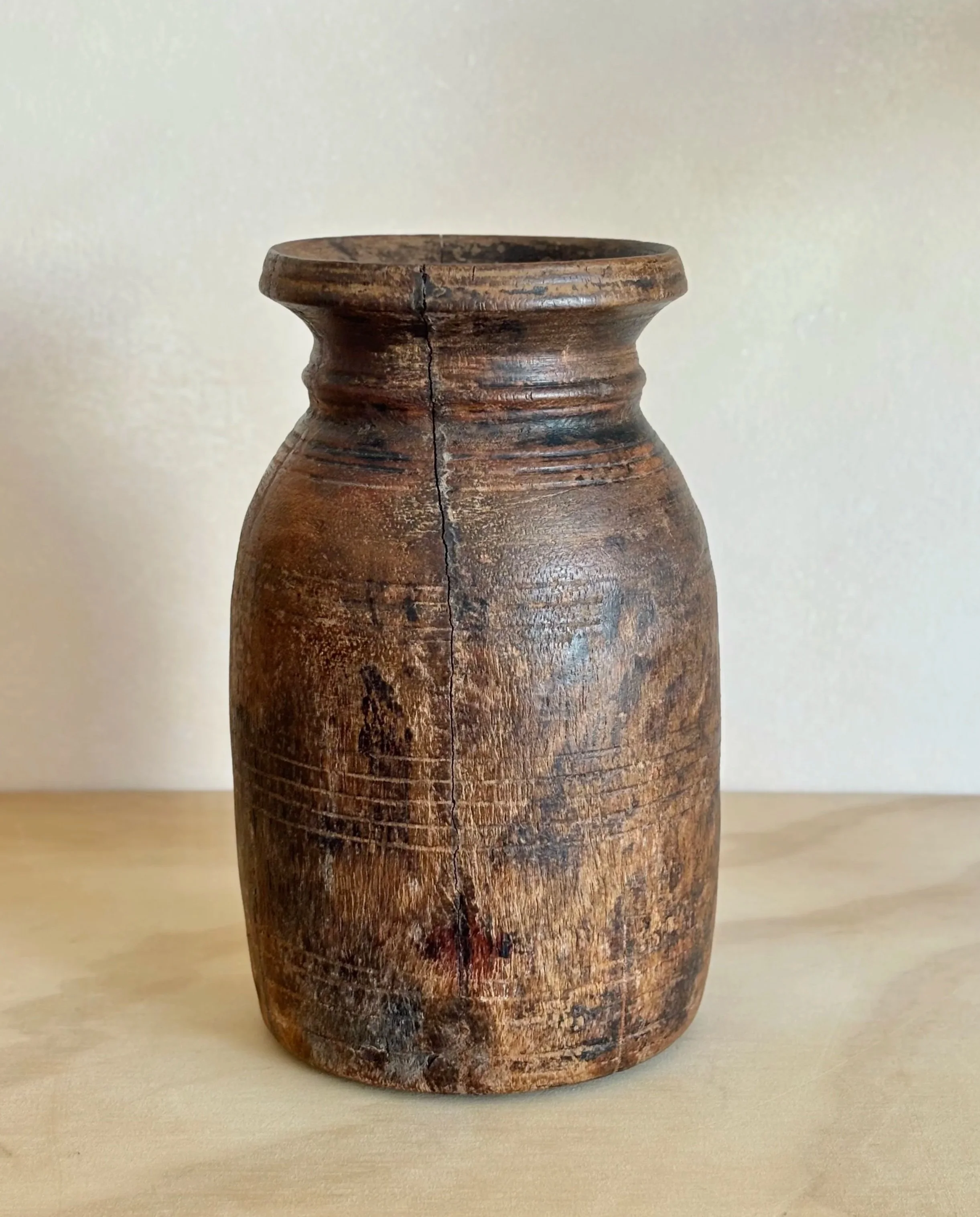 ANTIQUE WOODEN VASE