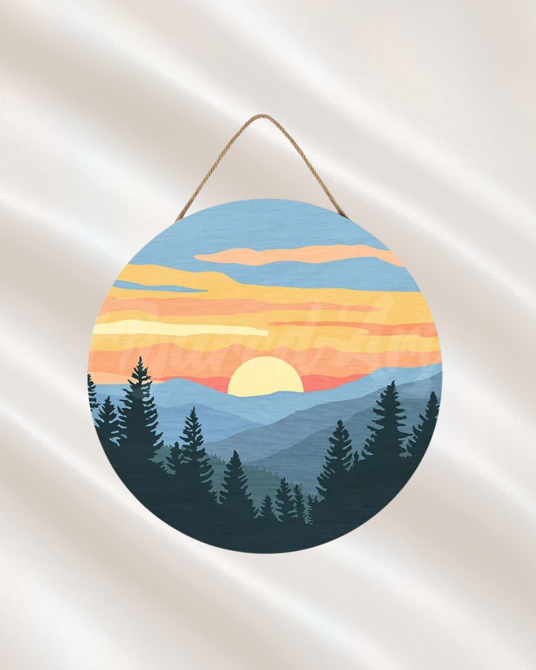 Peinture par Numéro sur Disque en bois - Forêt de pins