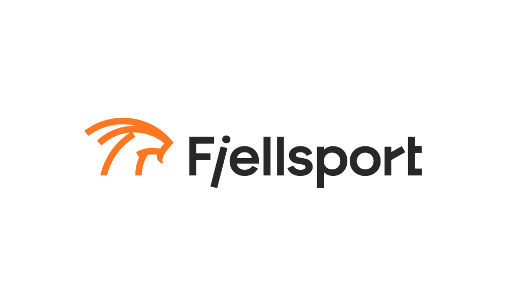Fjellsport logo with an orange mountain goat head graphic and black text.