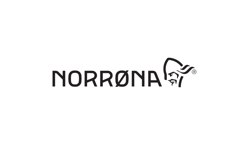 Logo for Norrøna, an outdoor clothing brand, featuring a stylized Viking face on the right and the brand name in bold letters.