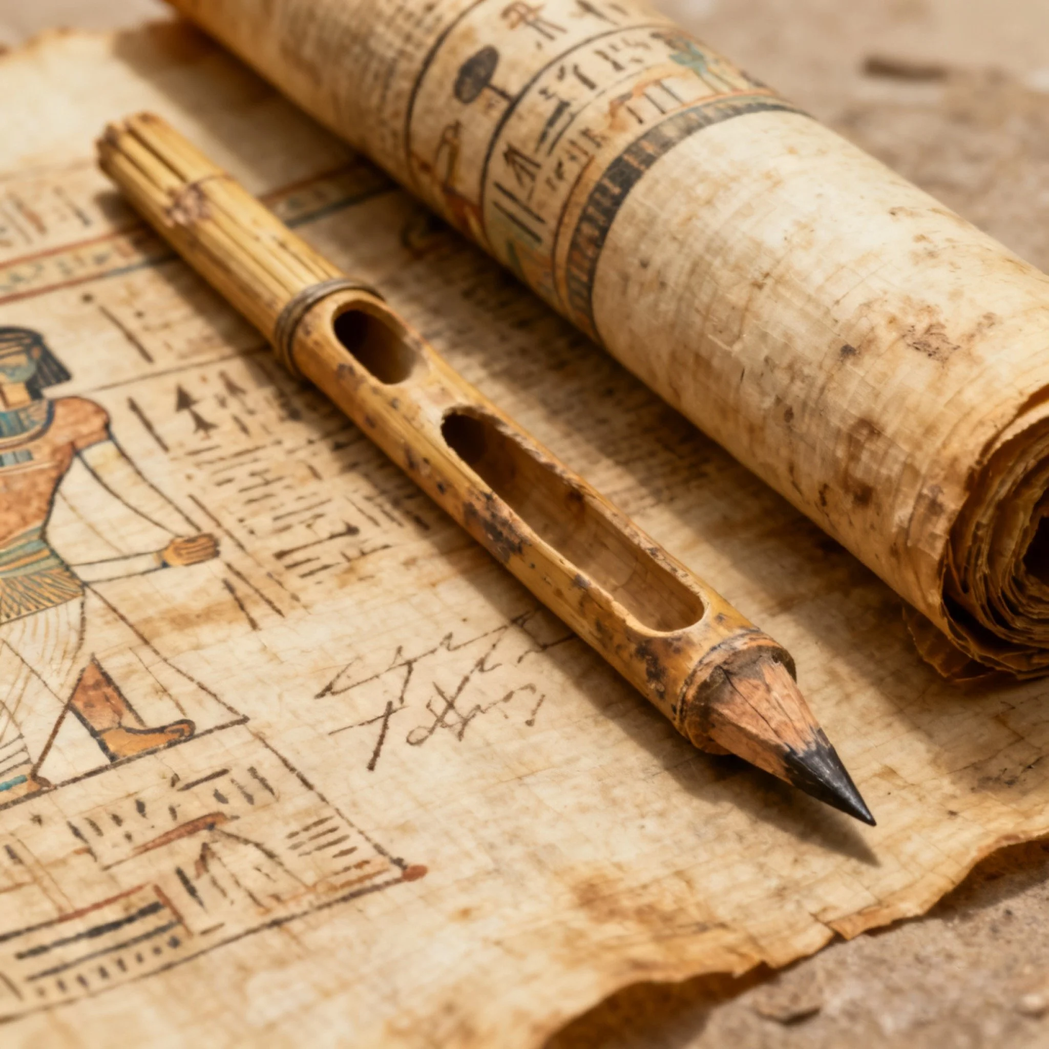 Ancient Written Tools-Egyptian Papyrus and traditional pyrography hystory